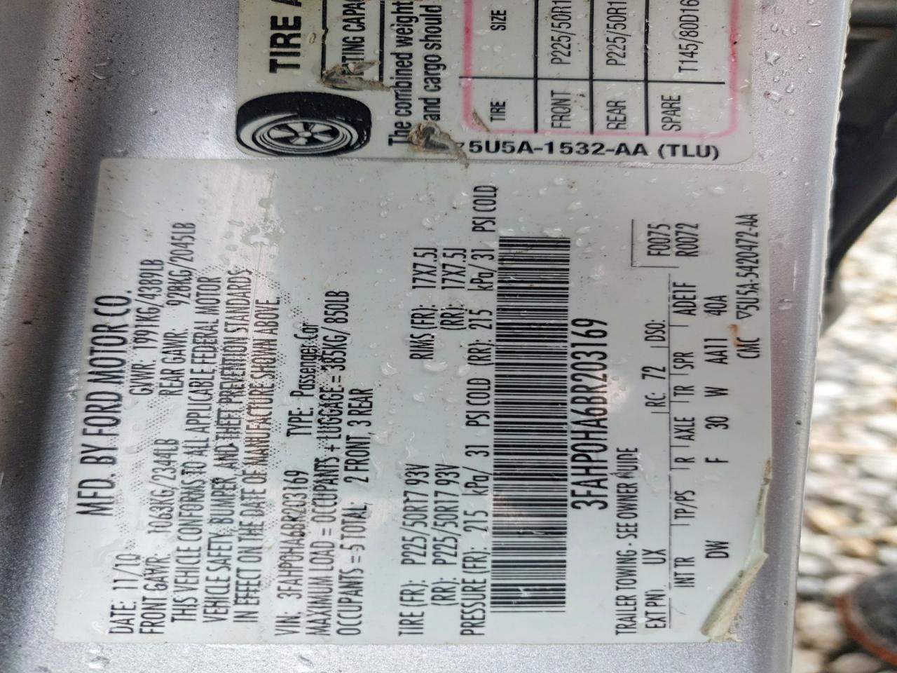 2011 Ford Fusion Se Silver vin: 3FAHP0HA6BR203169
