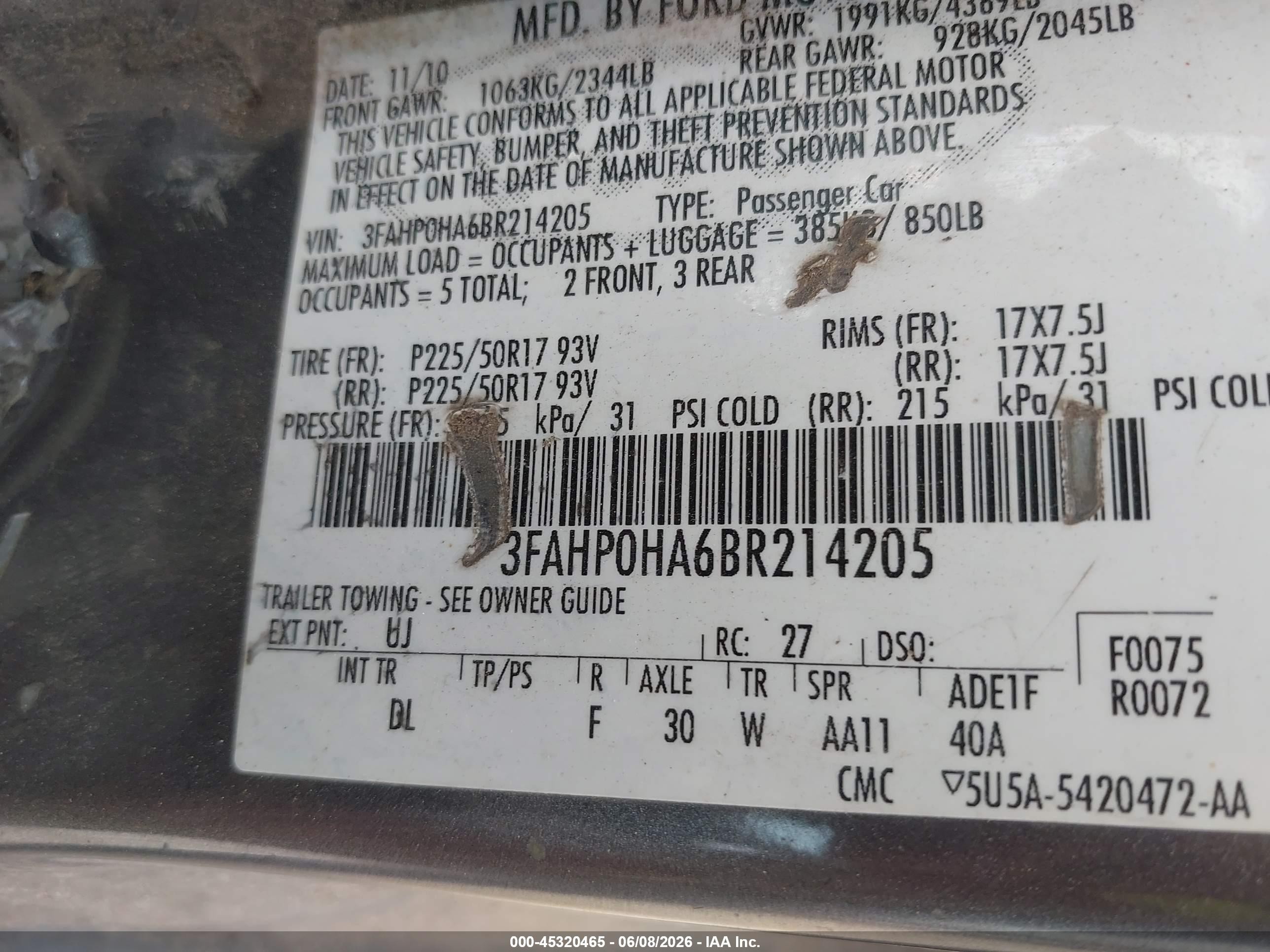 2011 Ford Fusion Se Серый vin: 3FAHP0HA6BR214205