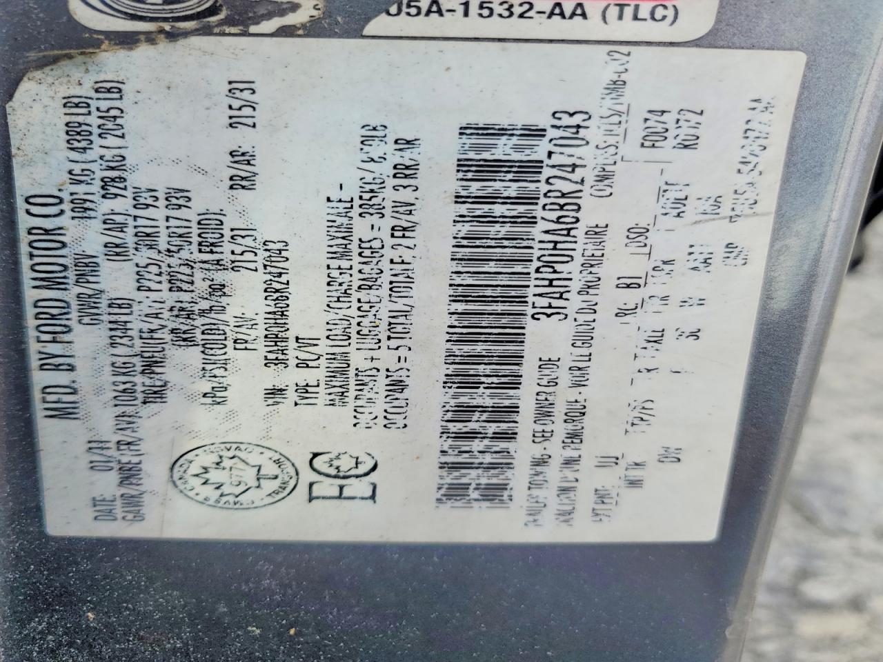 2011 Ford Fusion Se Gray vin: 3FAHP0HA6BR247043