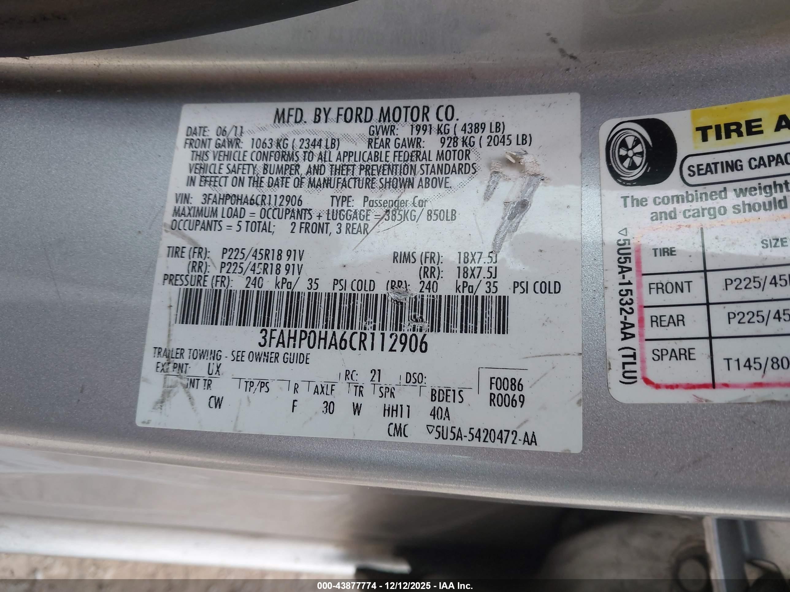 2012 Ford Fusion Se Silver vin: 3FAHP0HA6CR112906