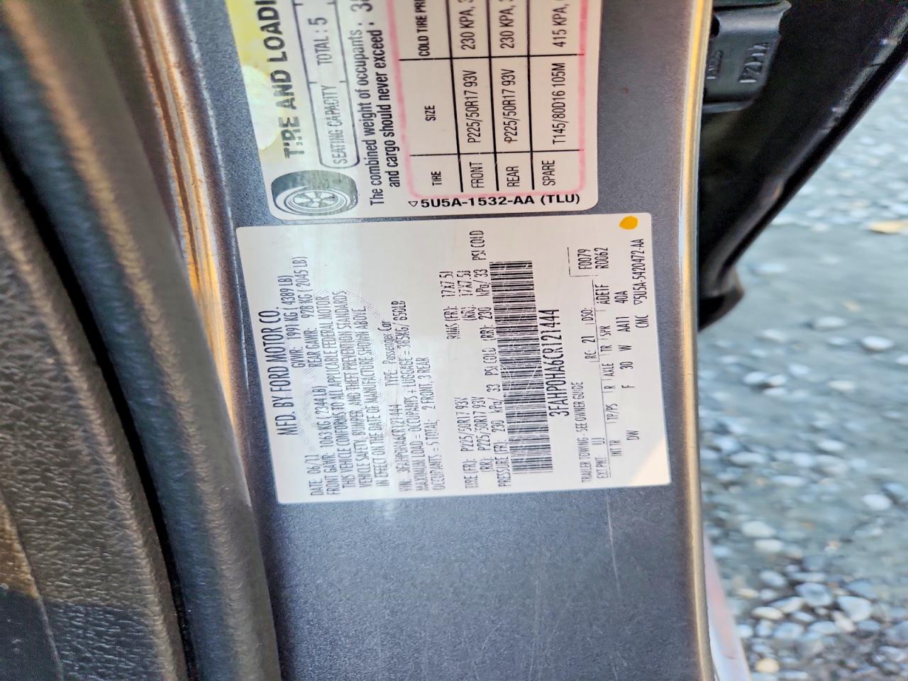 2012 Ford Fusion Se Charcoal vin: 3FAHP0HA6CR121444