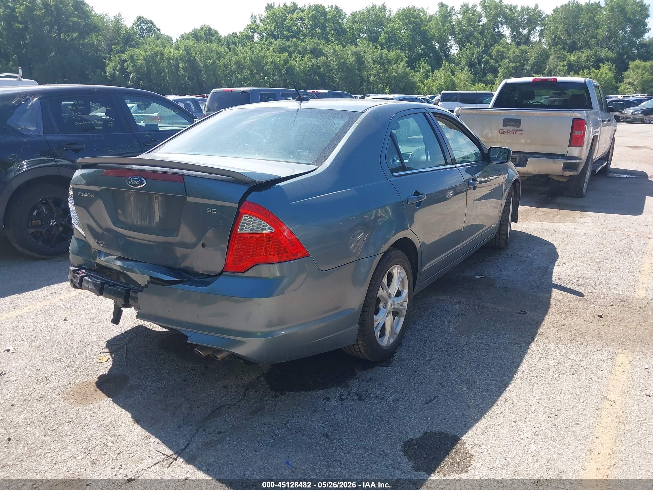 2012 Ford Fusion Se Teal vin: 3FAHP0HA6CR124795