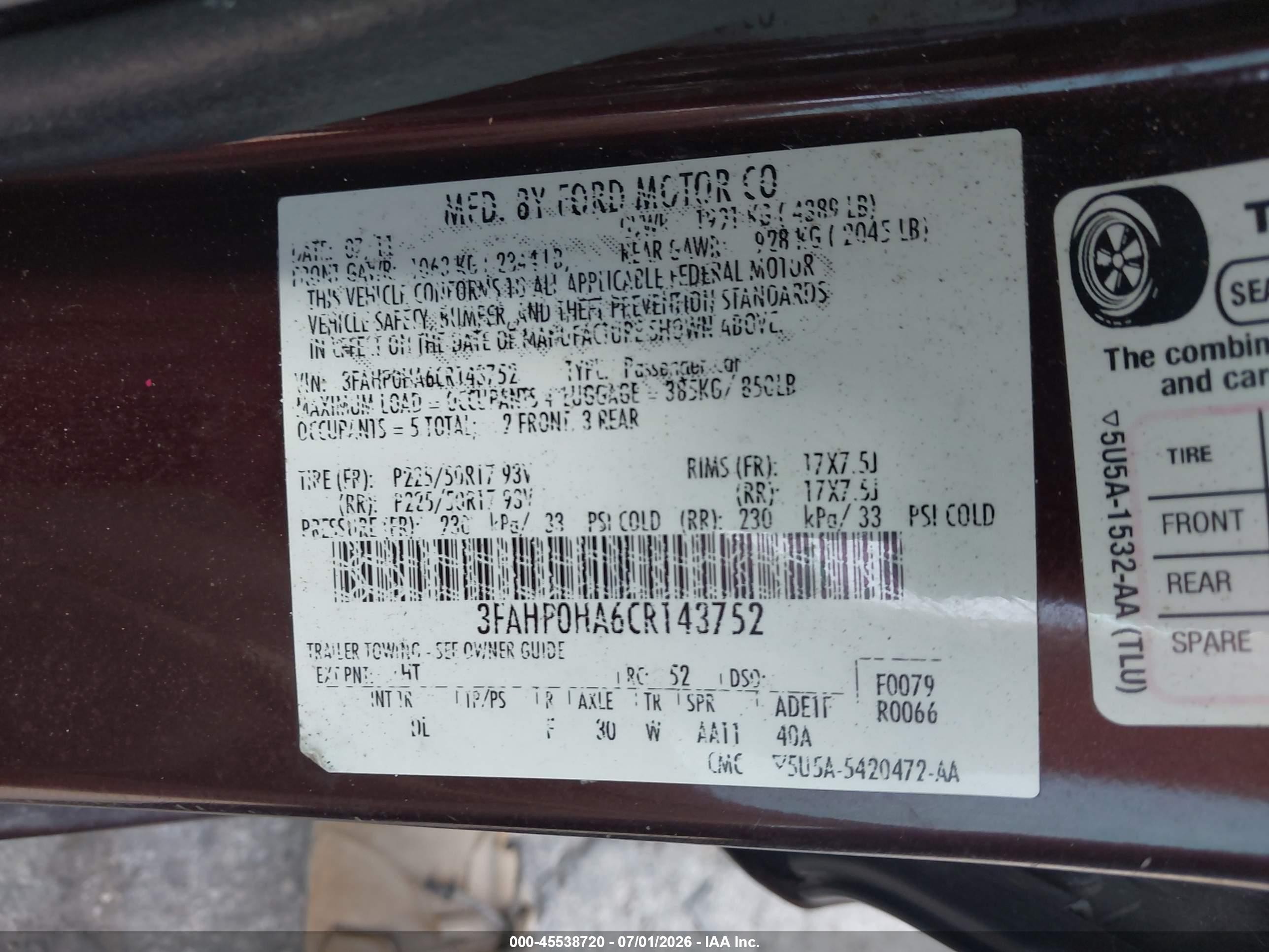 2012 Ford Fusion Se Purple vin: 3FAHP0HA6CR143752