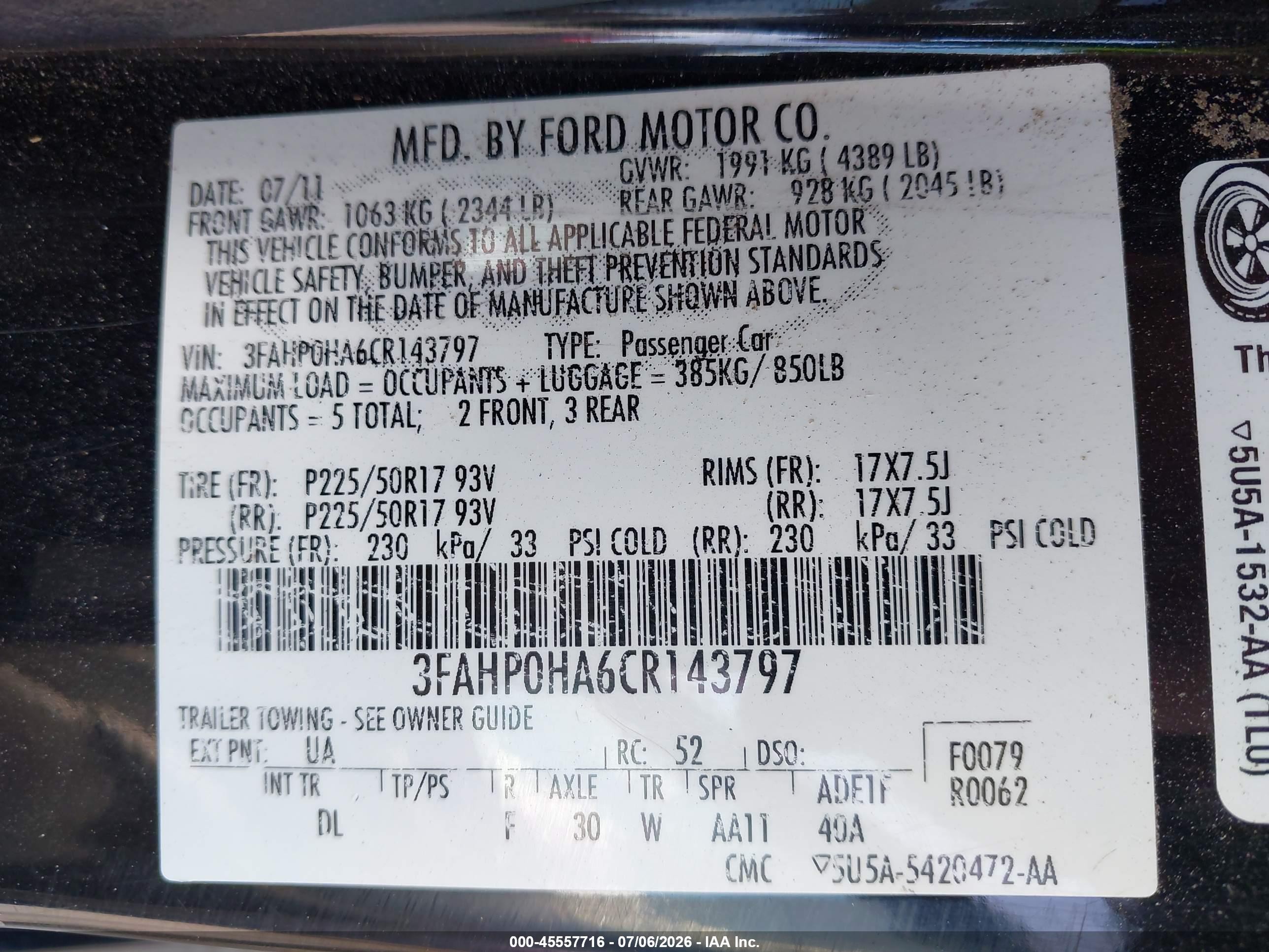 2012 Ford Fusion Se Черный vin: 3FAHP0HA6CR143797