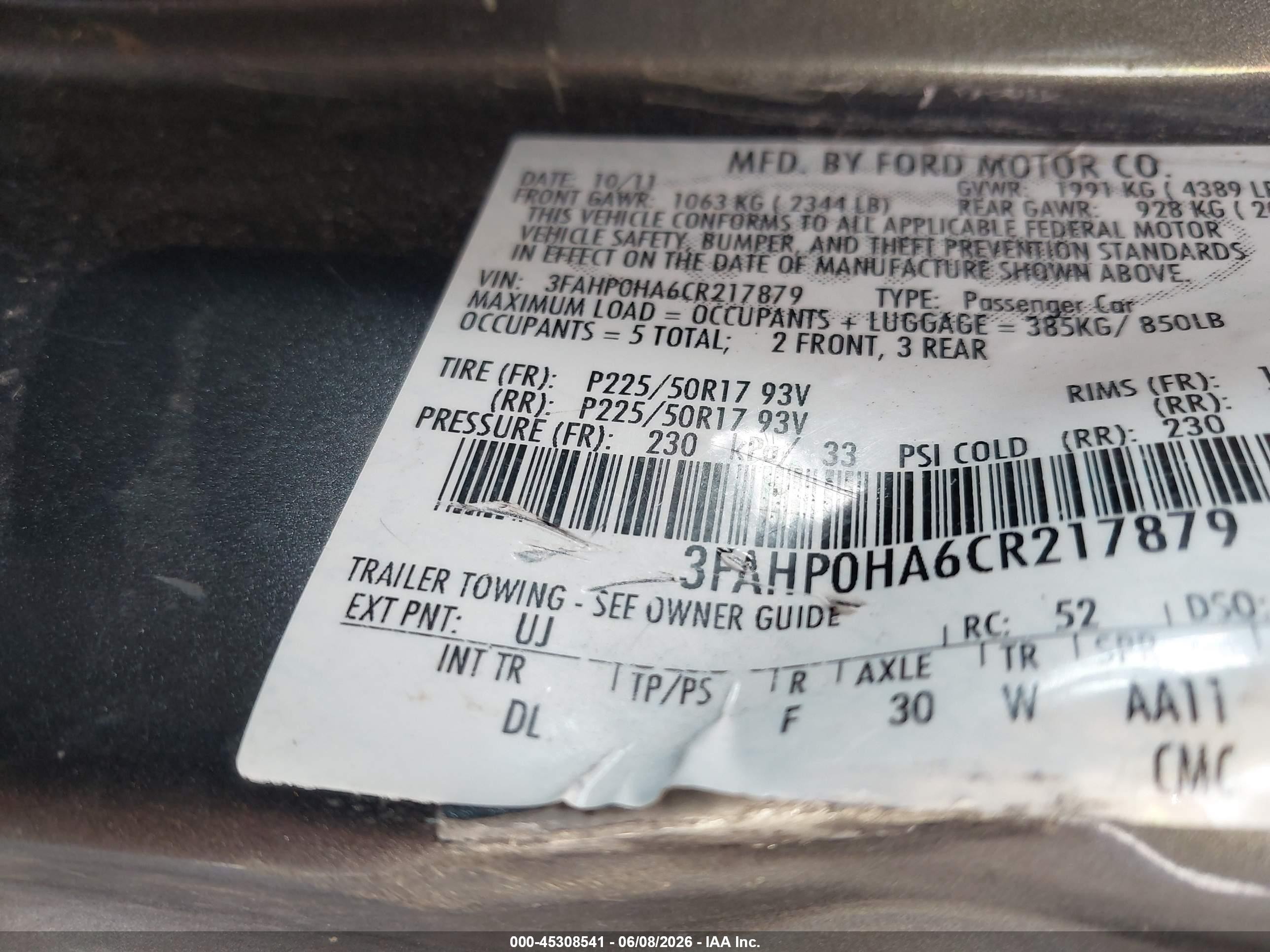 2012 Ford Fusion Se Gray vin: 3FAHP0HA6CR217879