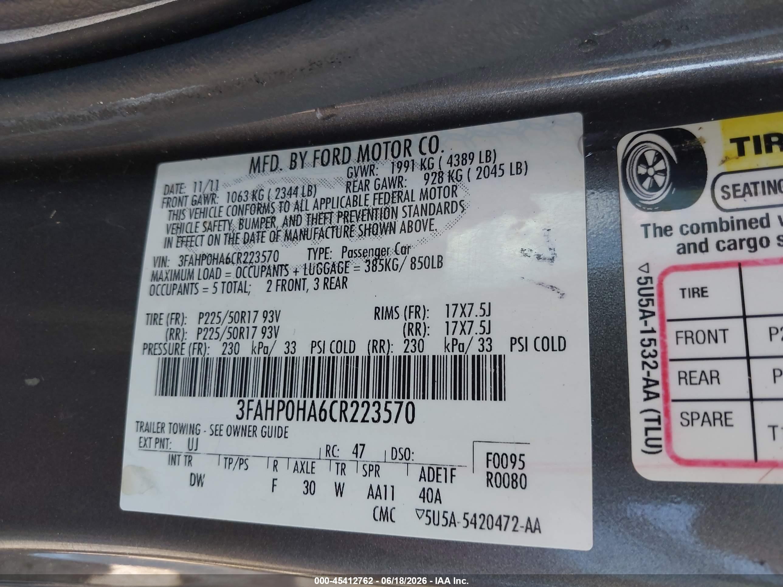 2012 Ford Fusion Se Gray vin: 3FAHP0HA6CR223570