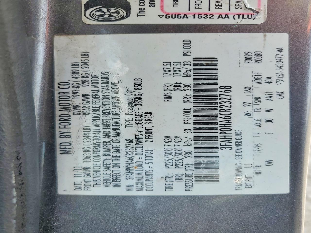 2012 Ford Fusion Se Gray vin: 3FAHP0HA6CR232768