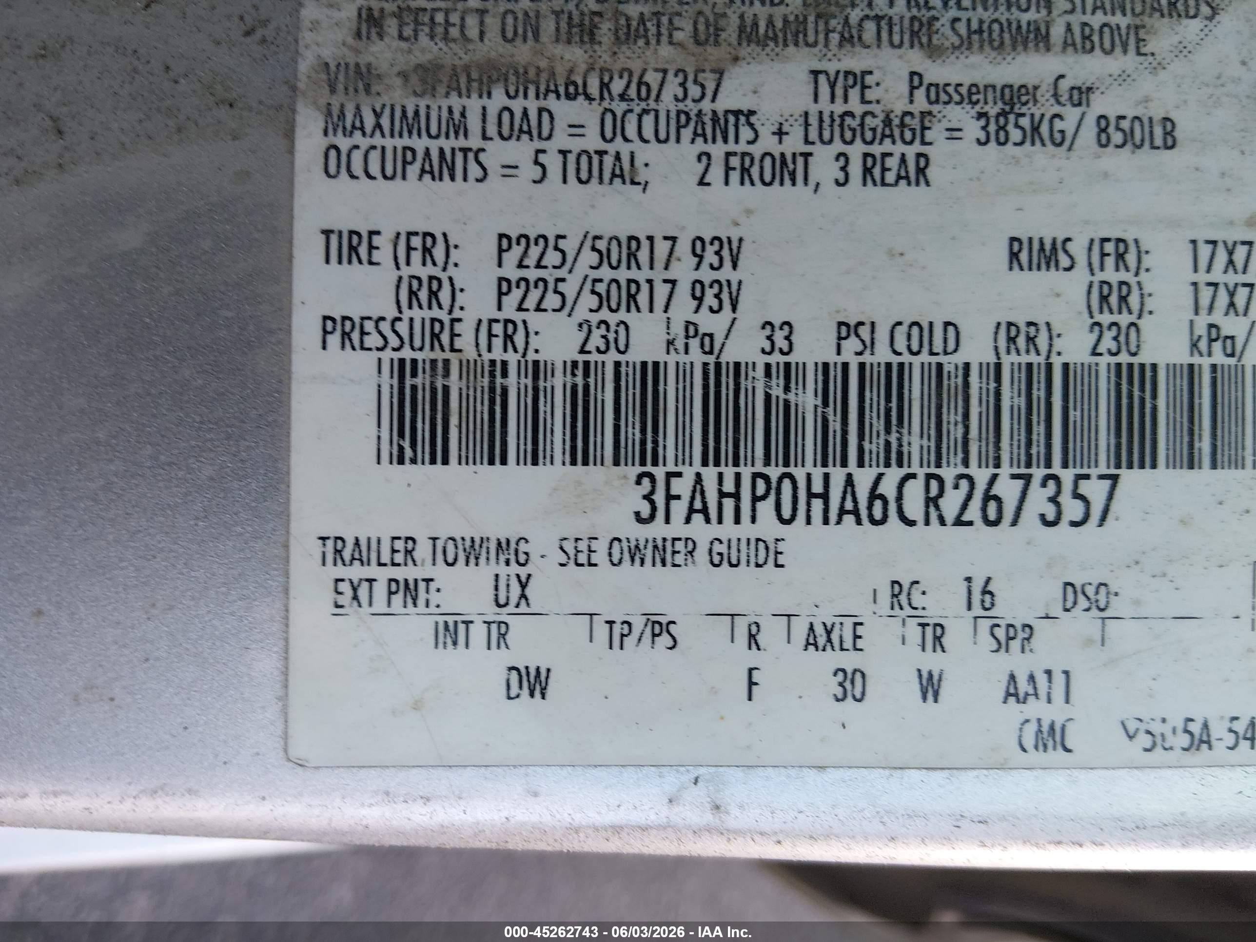 2012 Ford Fusion Se Silver vin: 3FAHP0HA6CR267357