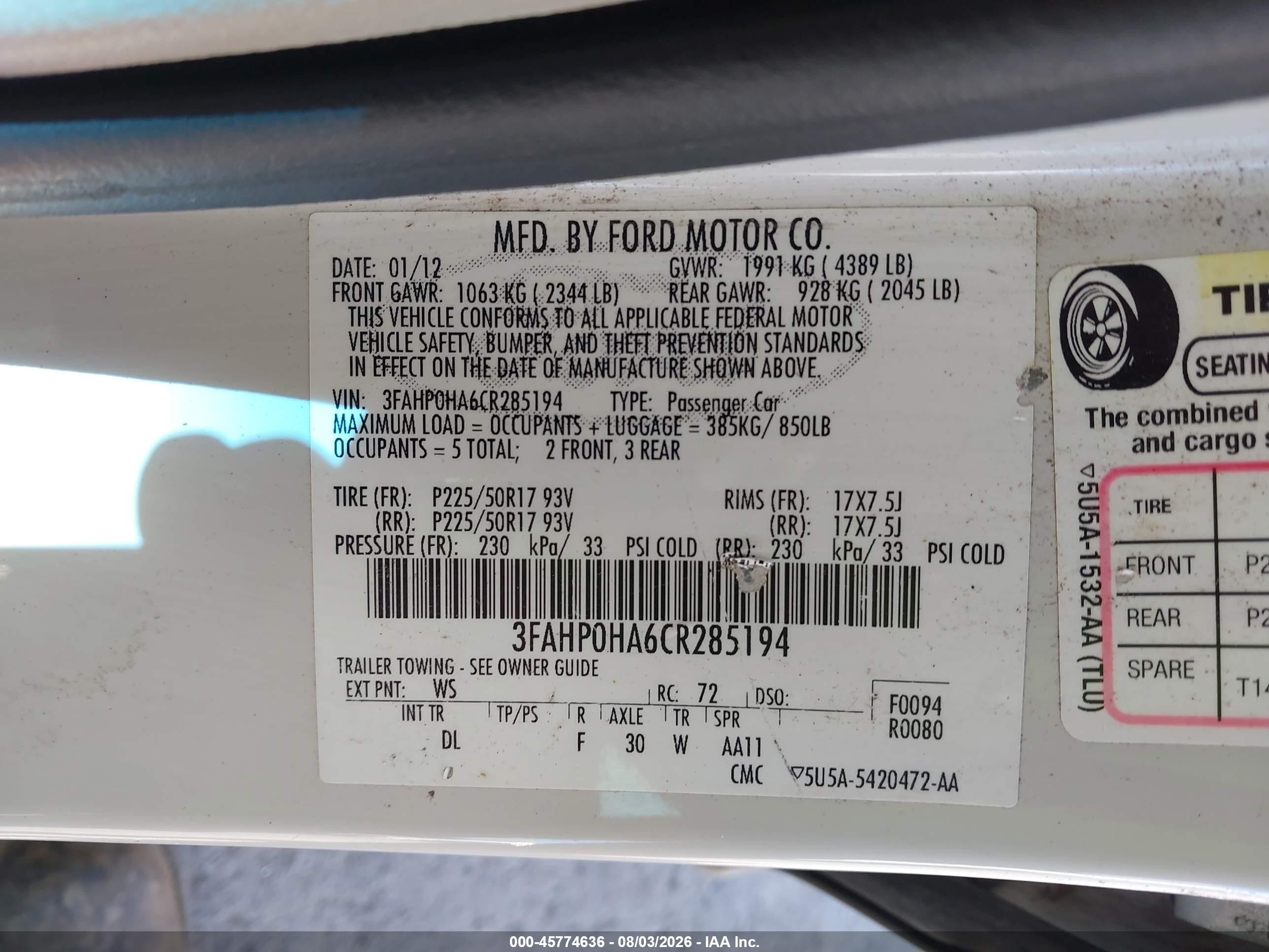 2012 Ford Fusion Se White vin: 3FAHP0HA6CR285194