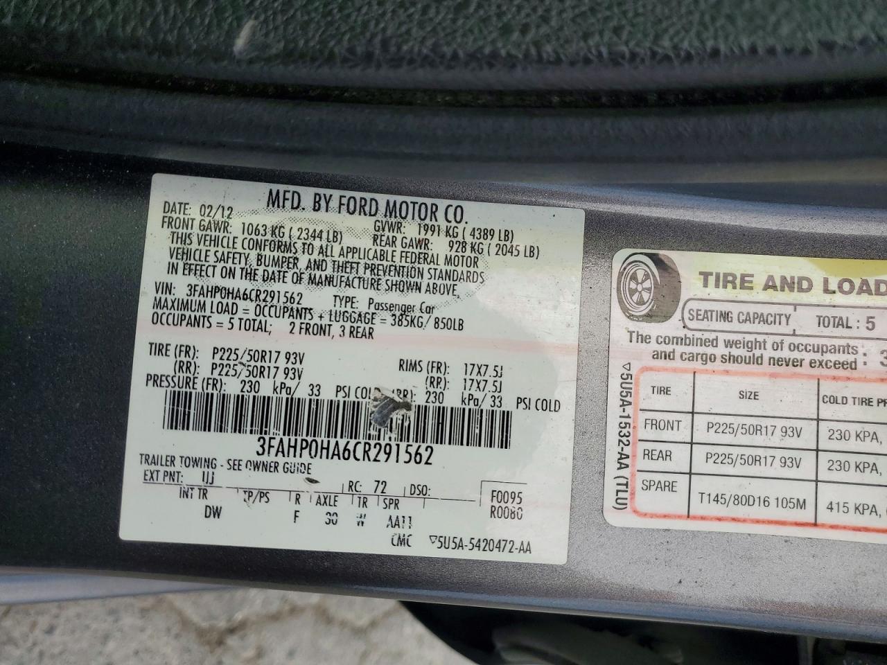 2012 Ford Fusion Se Серый vin: 3FAHP0HA6CR291562