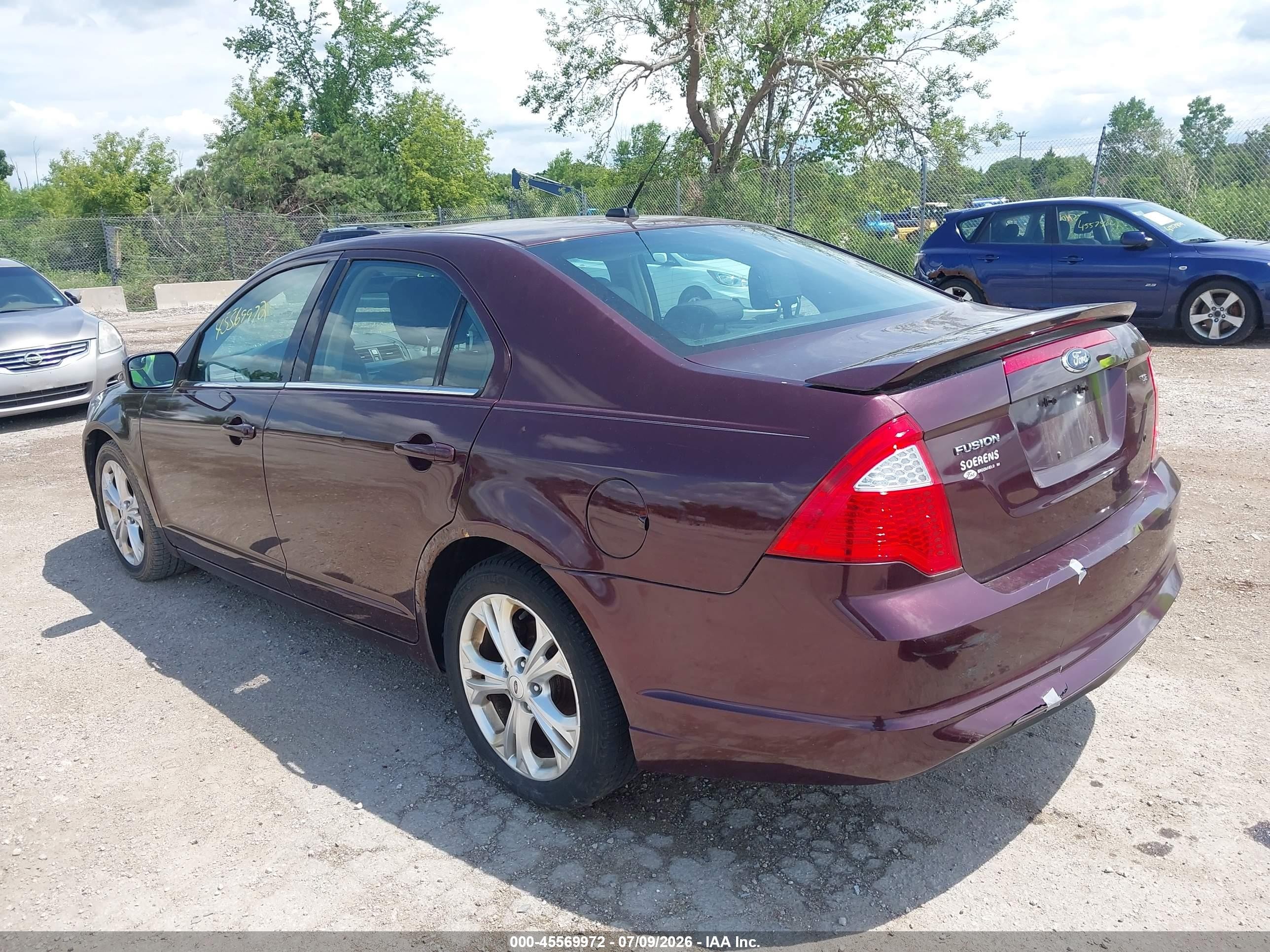 2012 Ford Fusion Se Purple vin: 3FAHP0HA6CR380452
