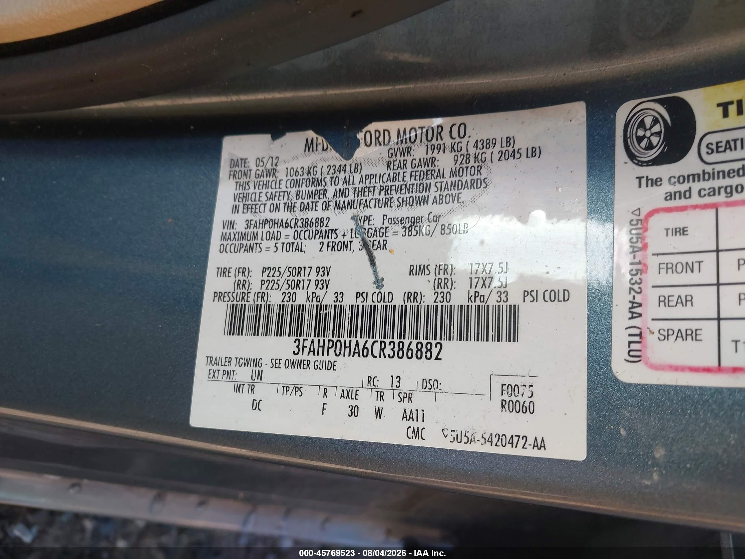 2012 Ford Fusion Se Green vin: 3FAHP0HA6CR386882