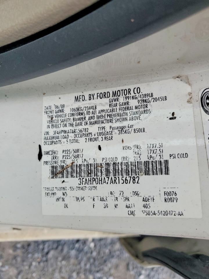 2010 Ford Fusion Se White vin: 3FAHP0HA7AR156782