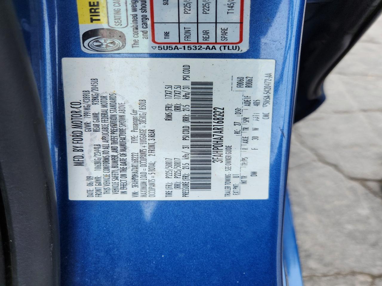 2010 Ford Fusion Se Синий vin: 3FAHP0HA7AR168222