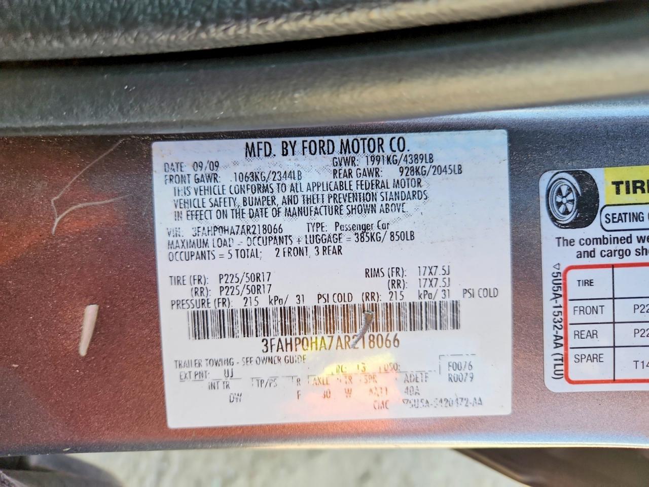 2010 Ford Fusion Se Gray vin: 3FAHP0HA7AR218066