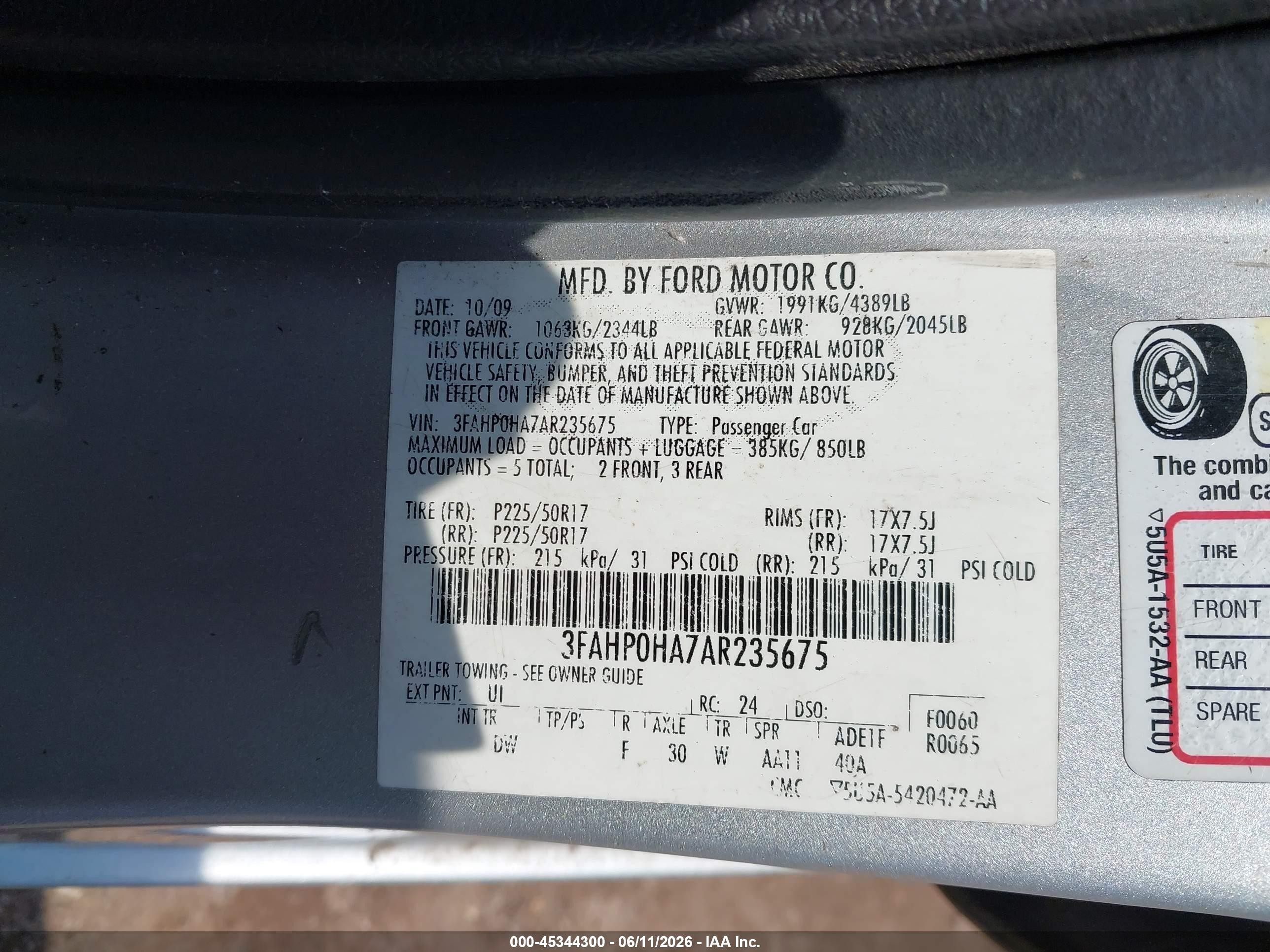 2010 Ford Fusion Se Silver vin: 3FAHP0HA7AR235675