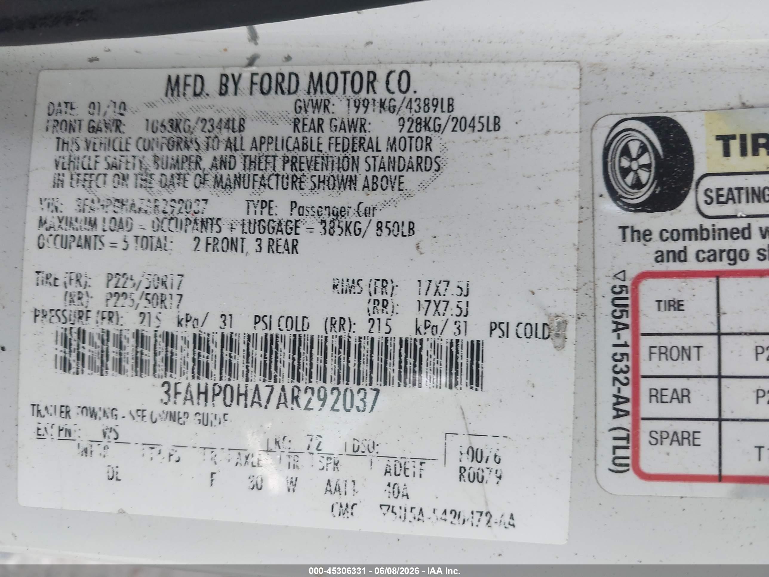 2010 Ford Fusion Se Белый vin: 3FAHP0HA7AR292037