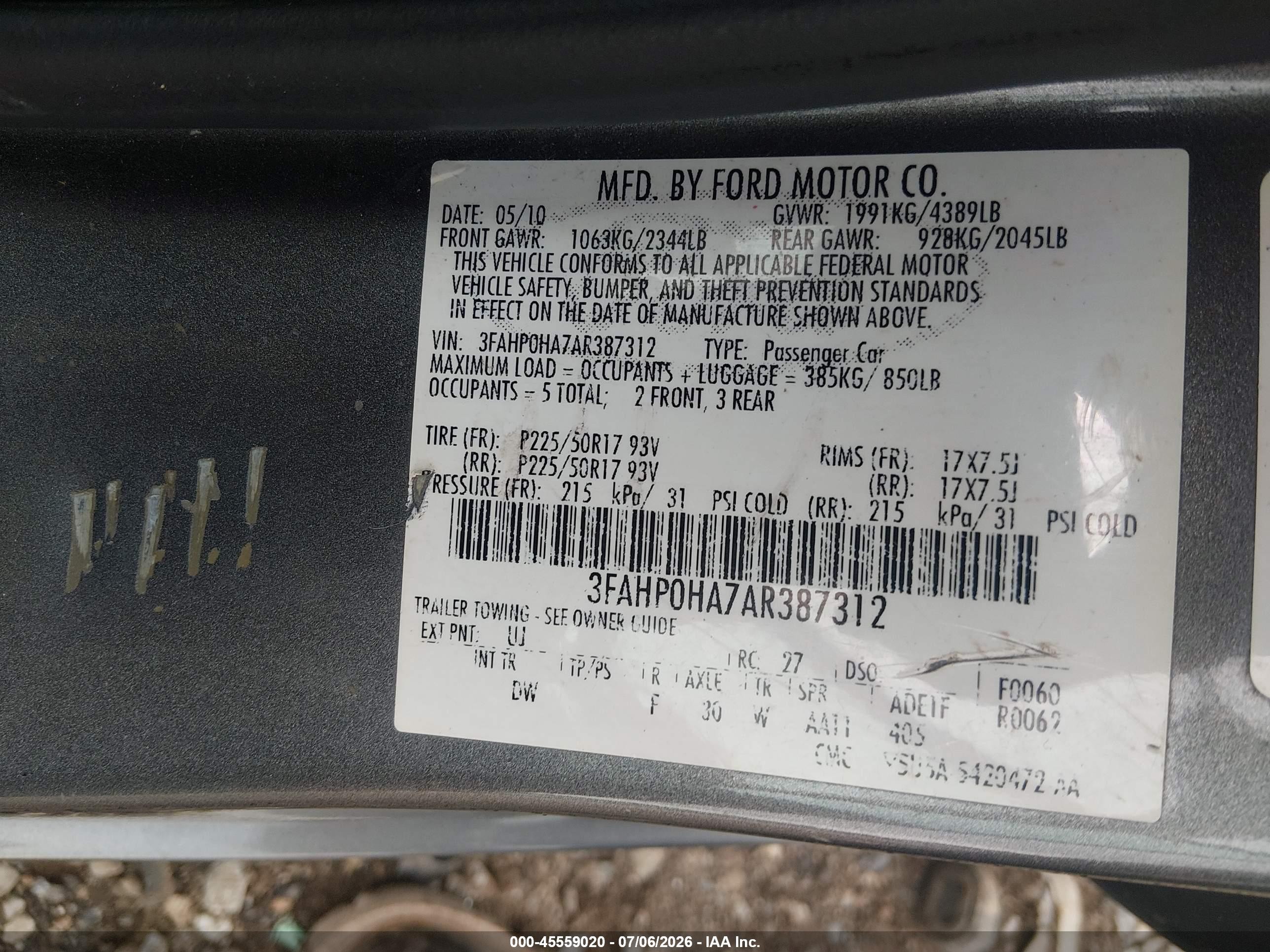 2010 Ford Fusion Se Gray vin: 3FAHP0HA7AR387312