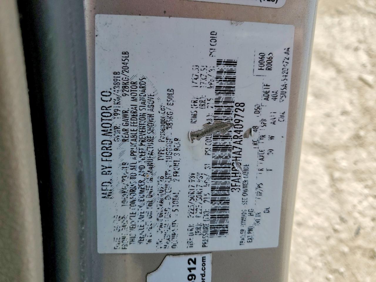 2010 Ford Fusion Se Gold vin: 3FAHP0HA7AR409728