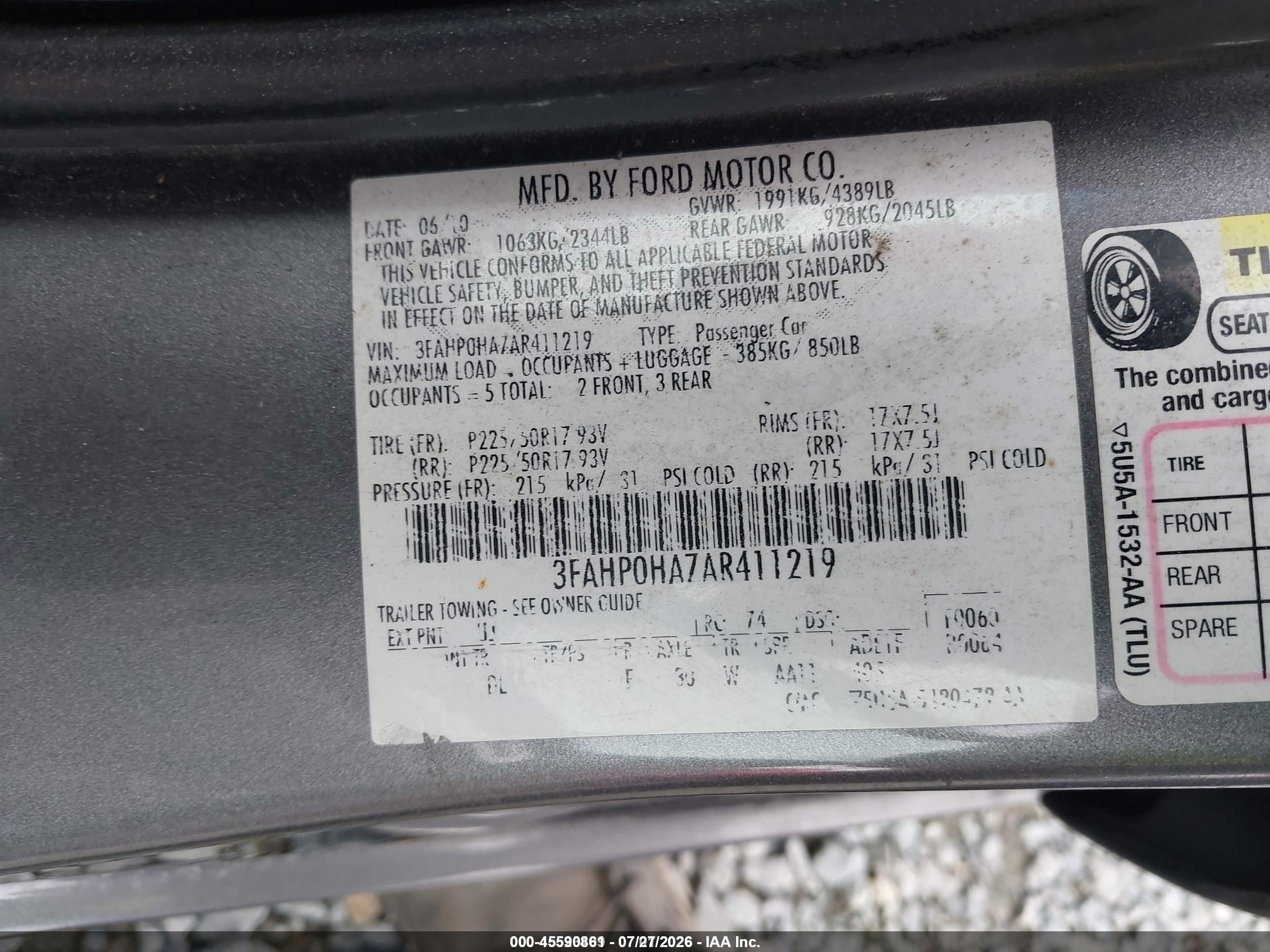 2010 Ford Fusion Se Silver vin: 3FAHP0HA7AR411219