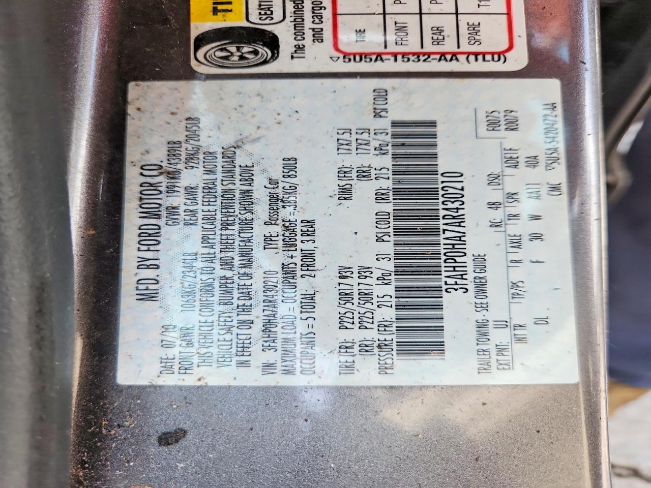 2010 Ford Fusion Se Gray vin: 3FAHP0HA7AR430210