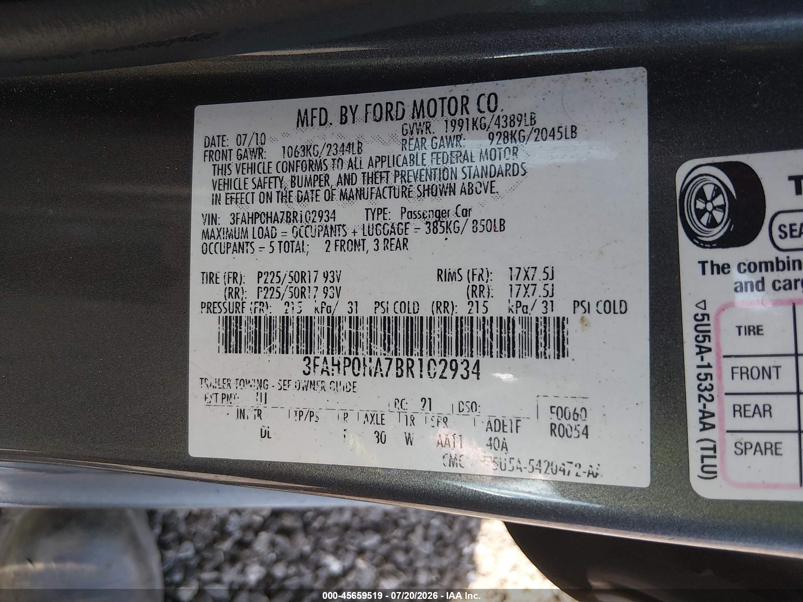 2011 Ford Fusion Se Gray vin: 3FAHP0HA7BR102934