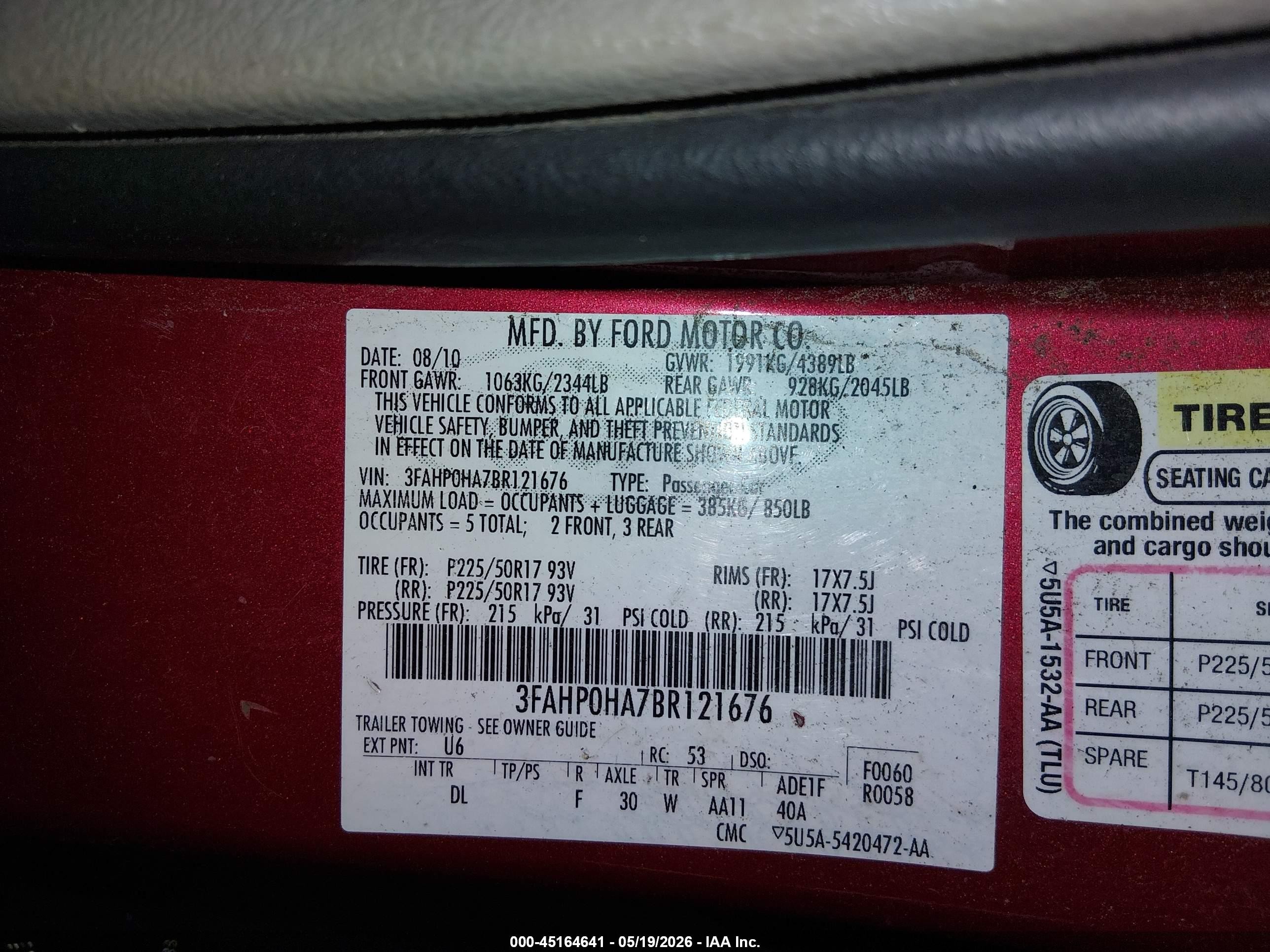 2011 Ford Fusion Se Red vin: 3FAHP0HA7BR121676