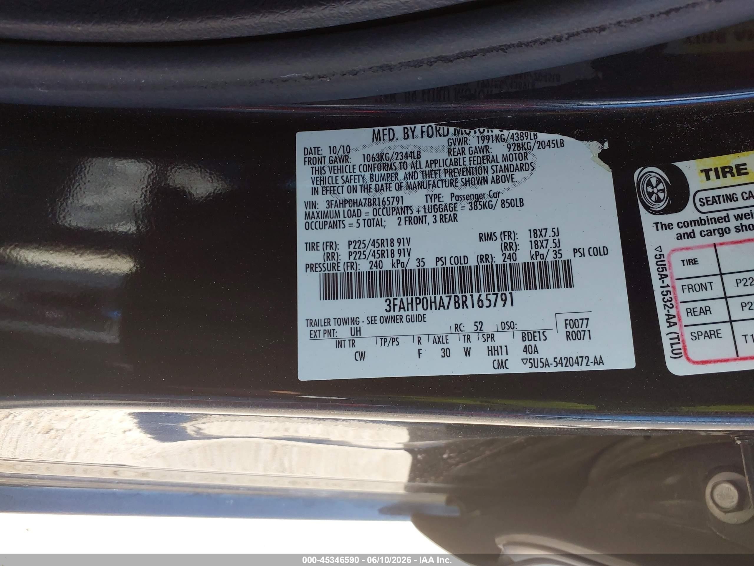 2011 Ford Fusion Se Черный vin: 3FAHP0HA7BR165791