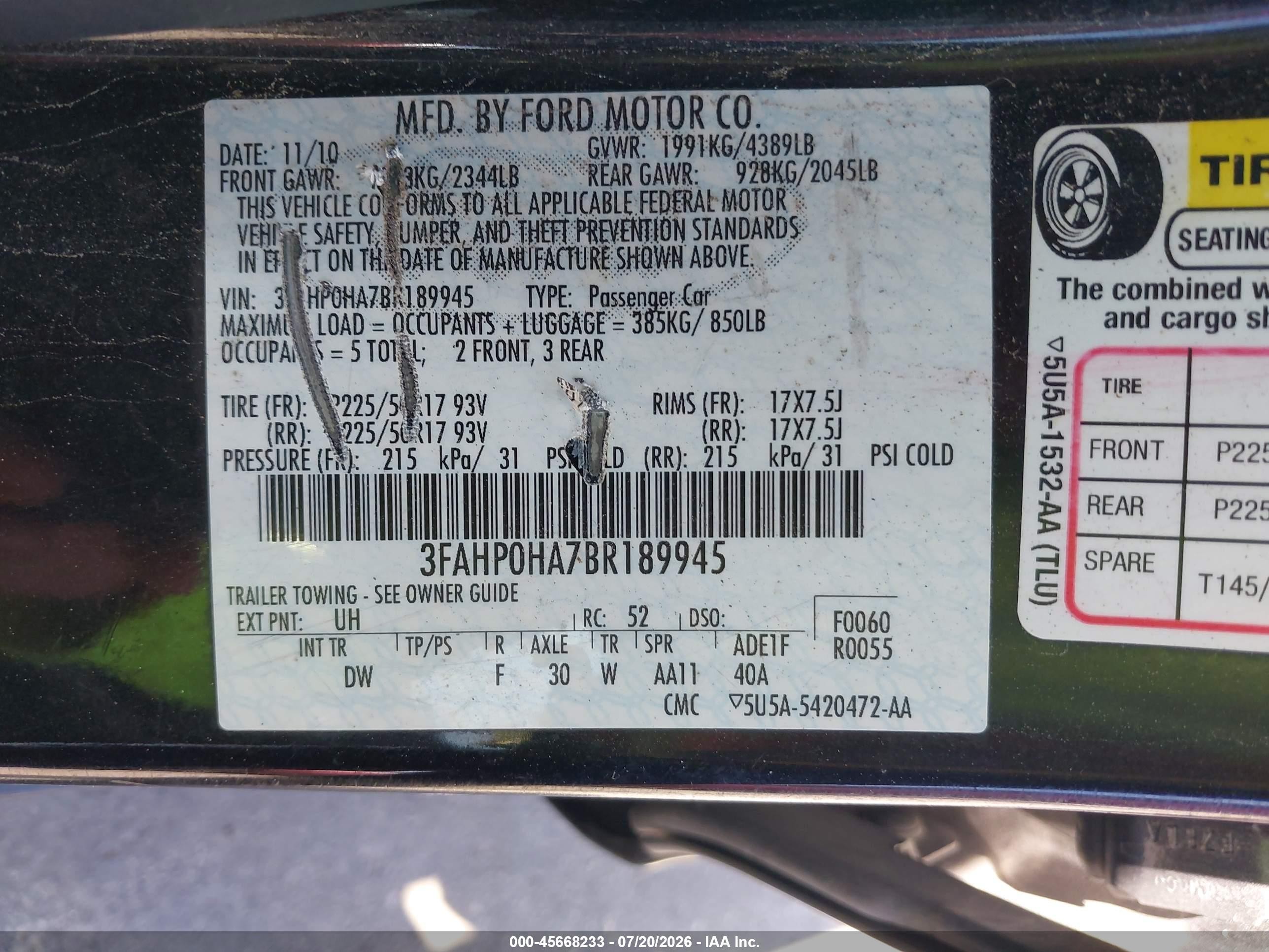 2011 Ford Fusion Se Black vin: 3FAHP0HA7BR189945