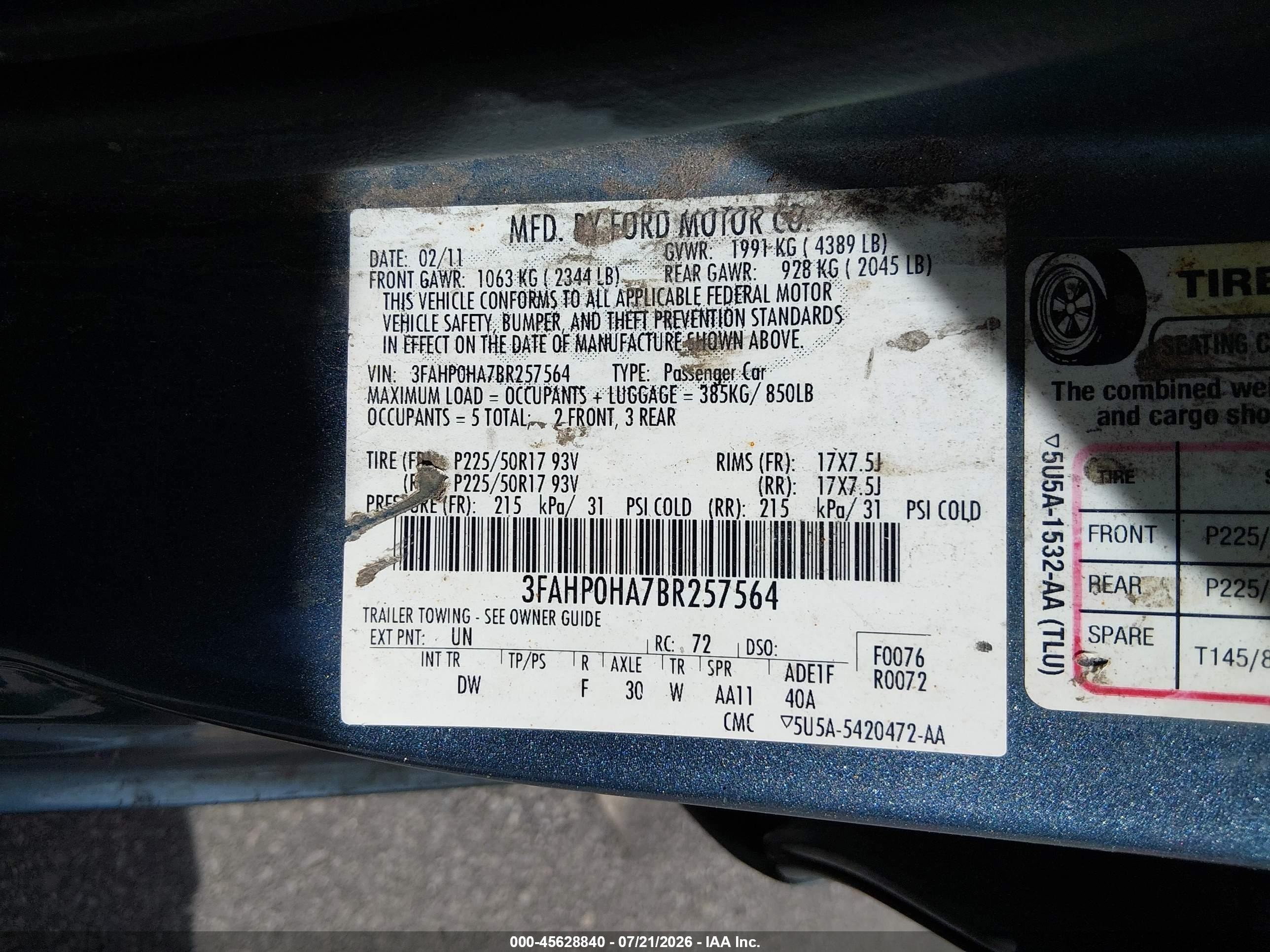2011 Ford Fusion Se Синий vin: 3FAHP0HA7BR257564