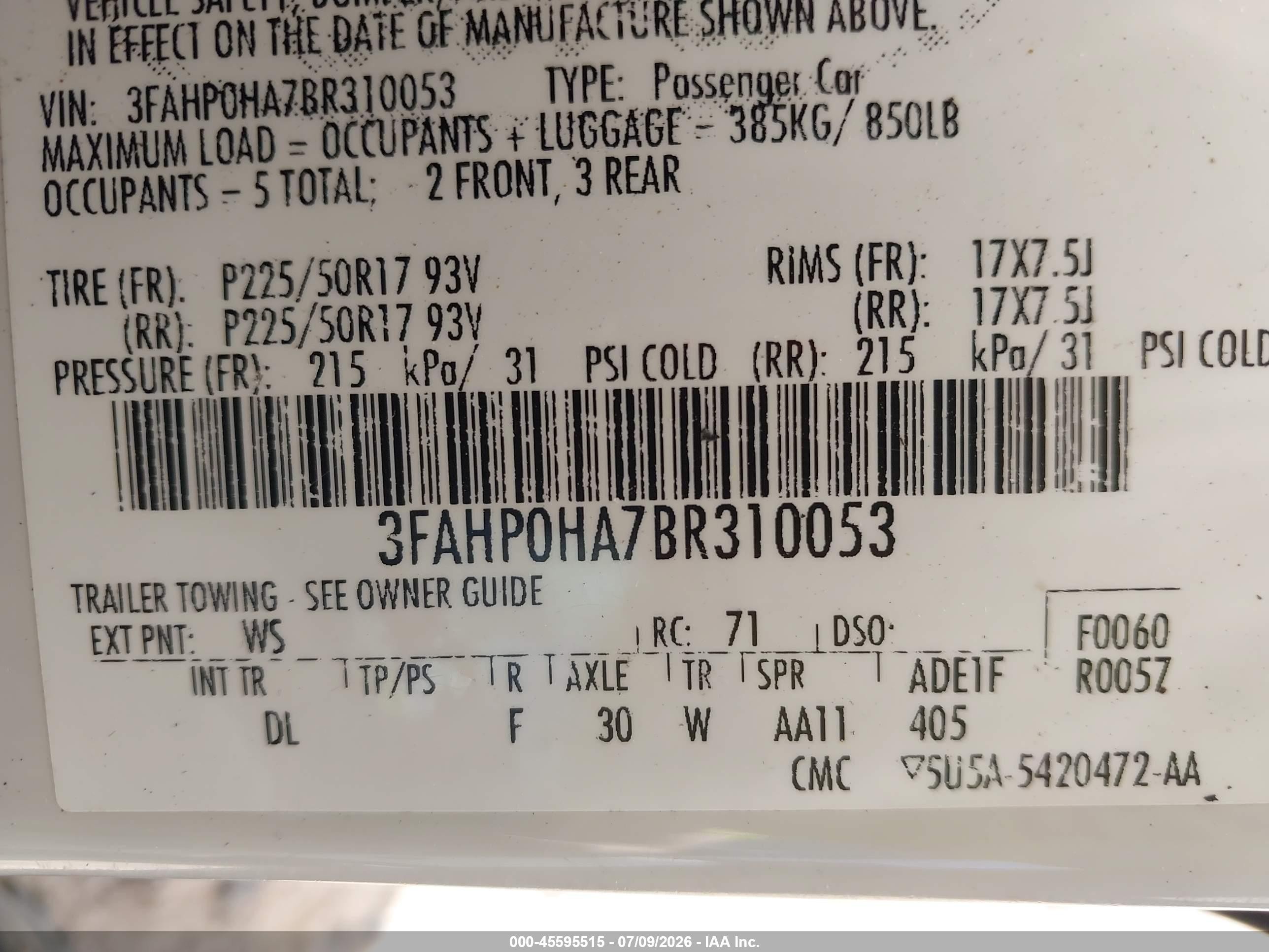 2011 Ford Fusion Se White vin: 3FAHP0HA7BR310053