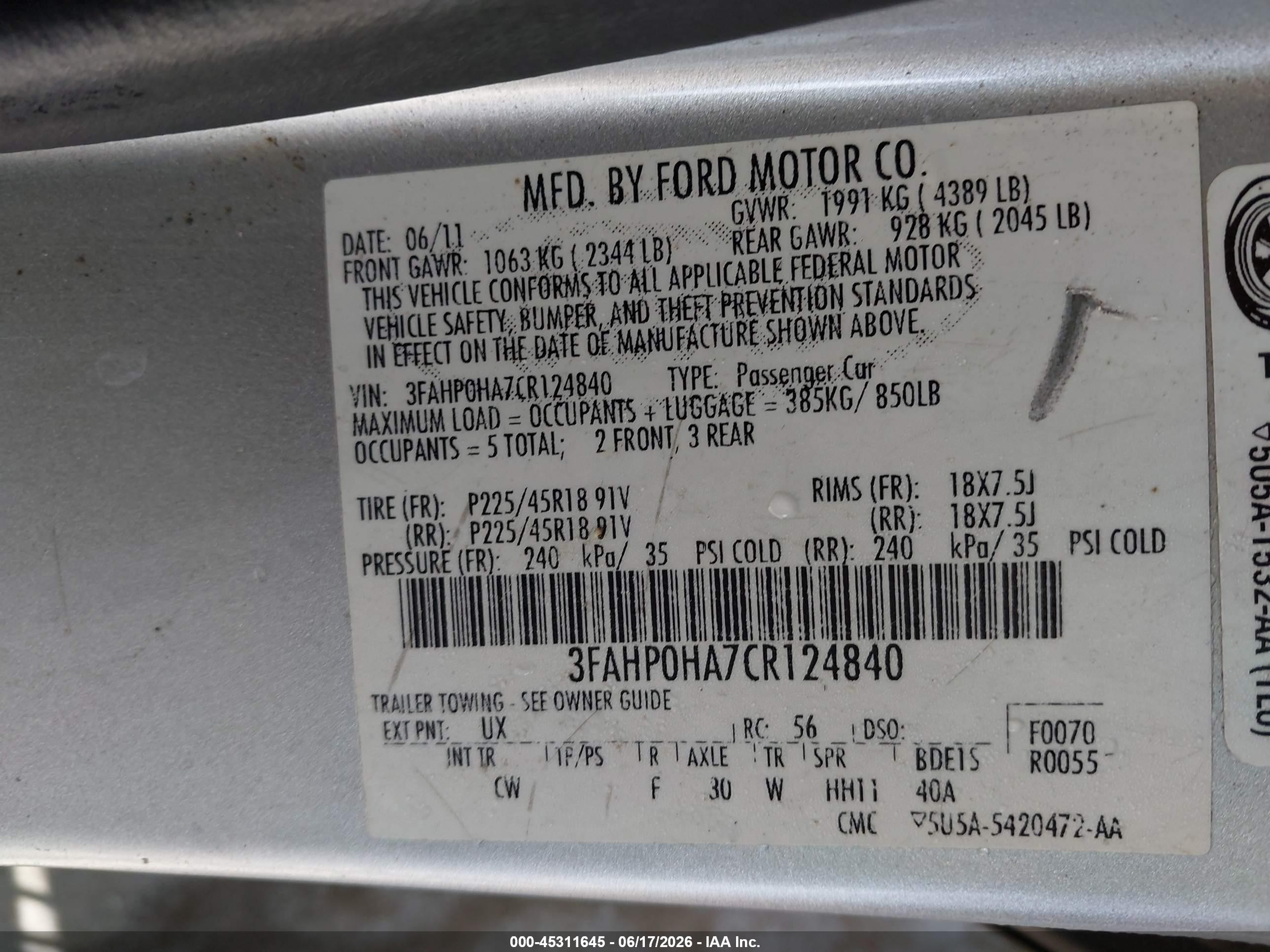 2012 Ford Fusion Se Silver vin: 3FAHP0HA7CR124840