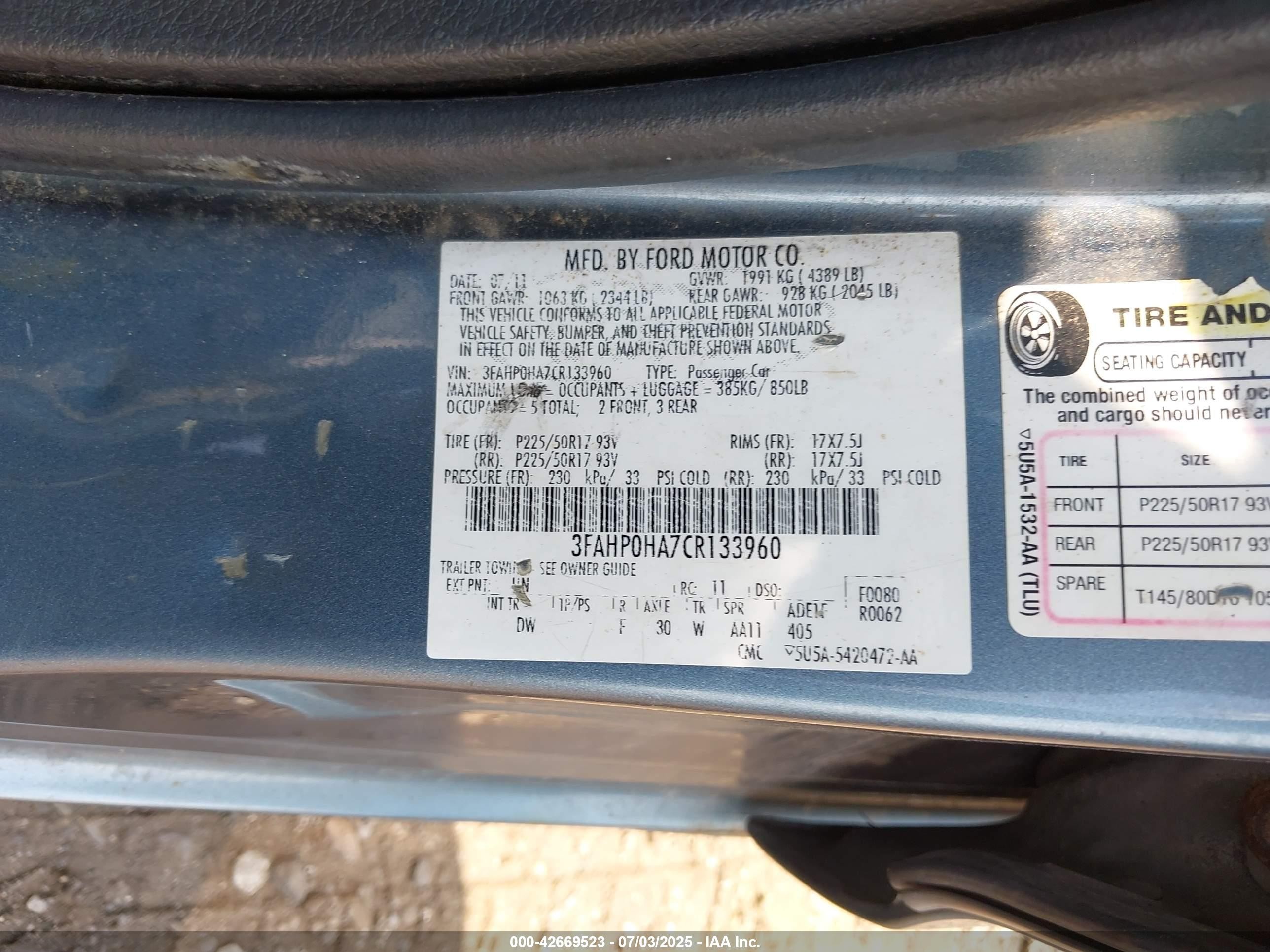 2012 Ford Fusion Se Blue vin: 3FAHP0HA7CR133960