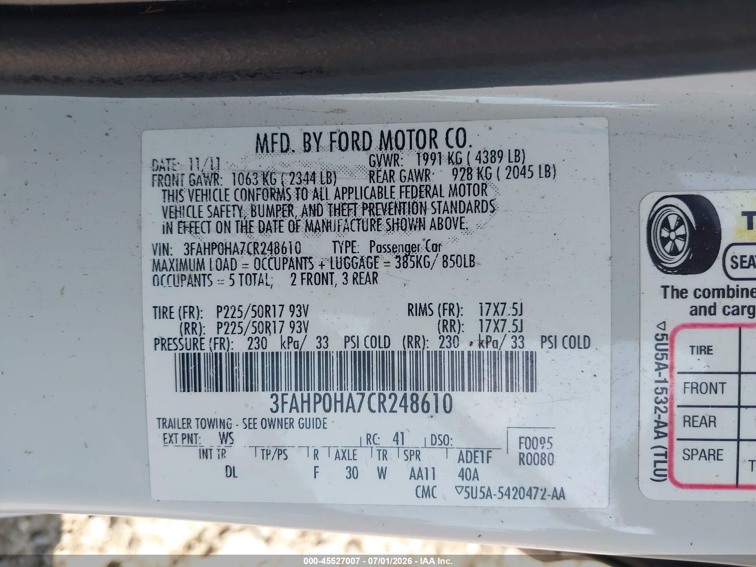 2012 Ford Fusion Se White vin: 3FAHP0HA7CR248610