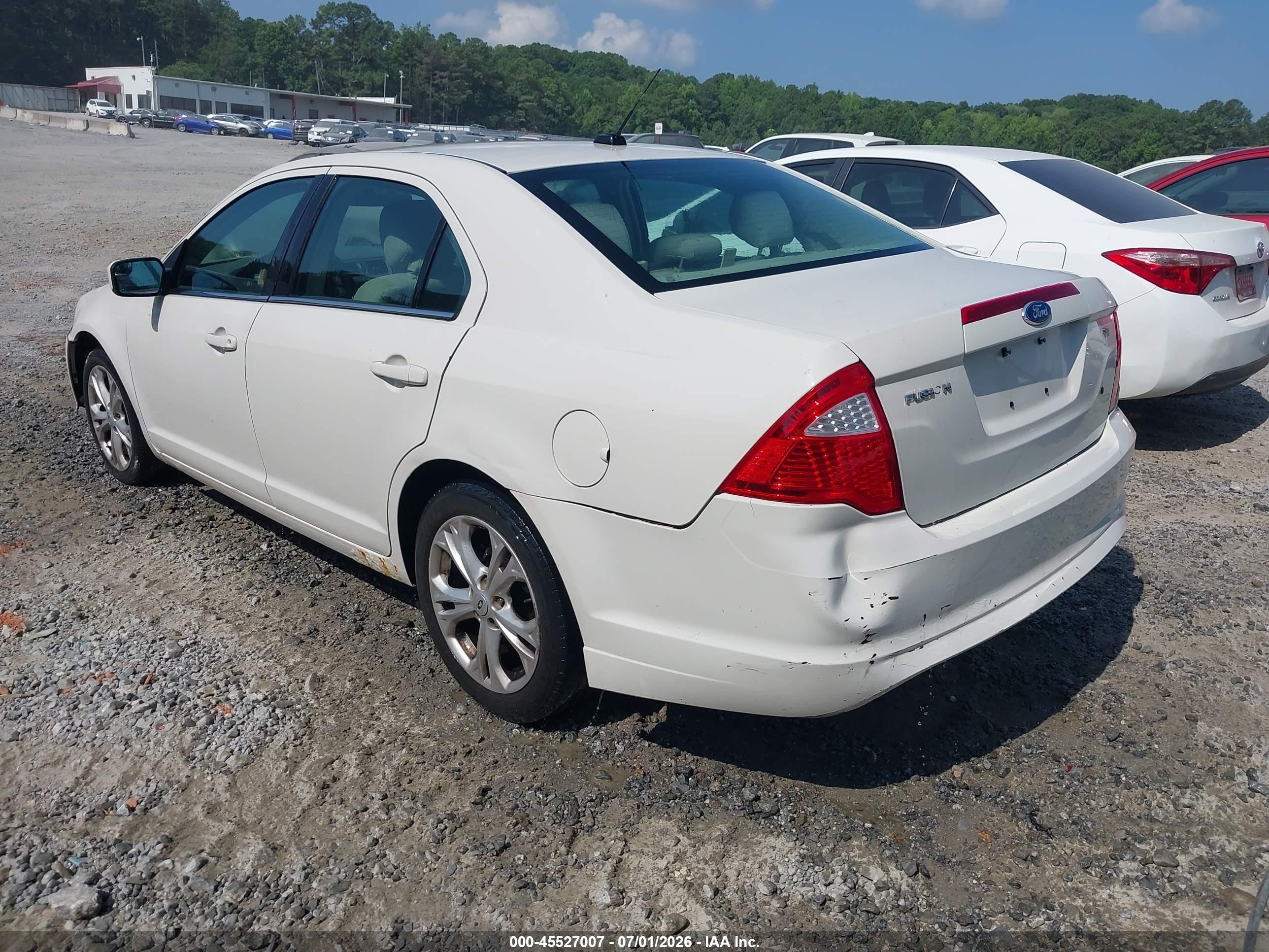 2012 Ford Fusion Se White vin: 3FAHP0HA7CR248610