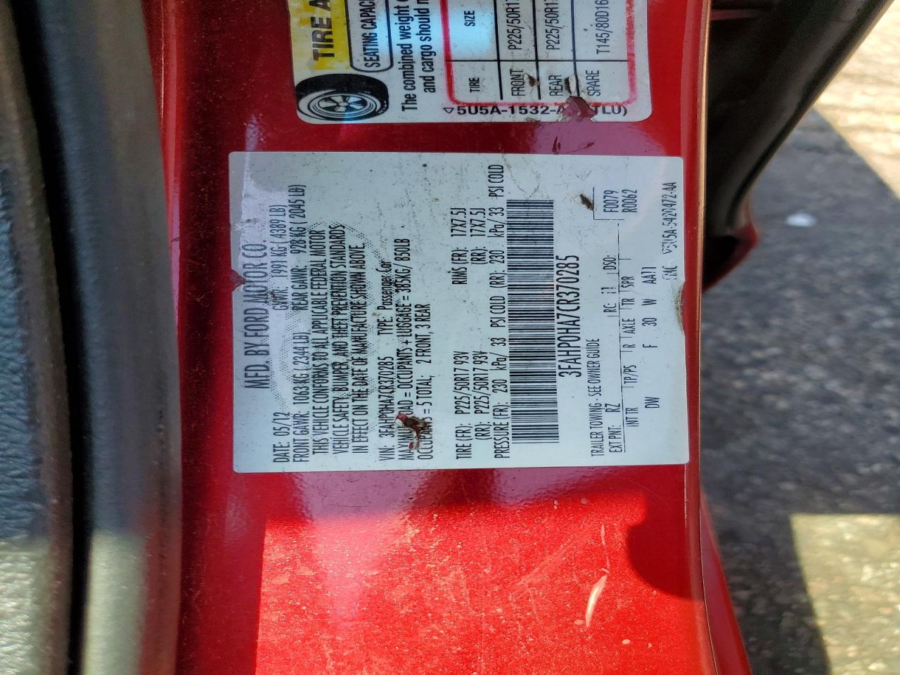 2012 Ford Fusion Se Maroon vin: 3FAHP0HA7CR370285