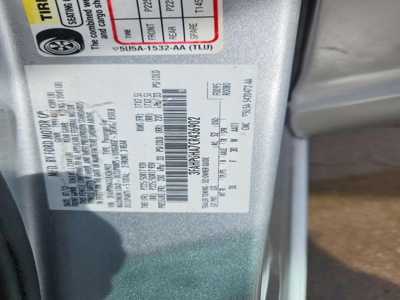 2012 Ford Fusion Se Silver vin: 3FAHP0HA7CR436902
