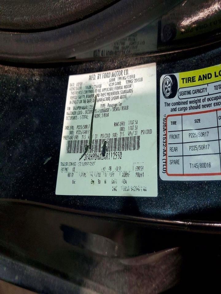 2010 Ford Fusion Se Charcoal vin: 3FAHP0HA8AR112550