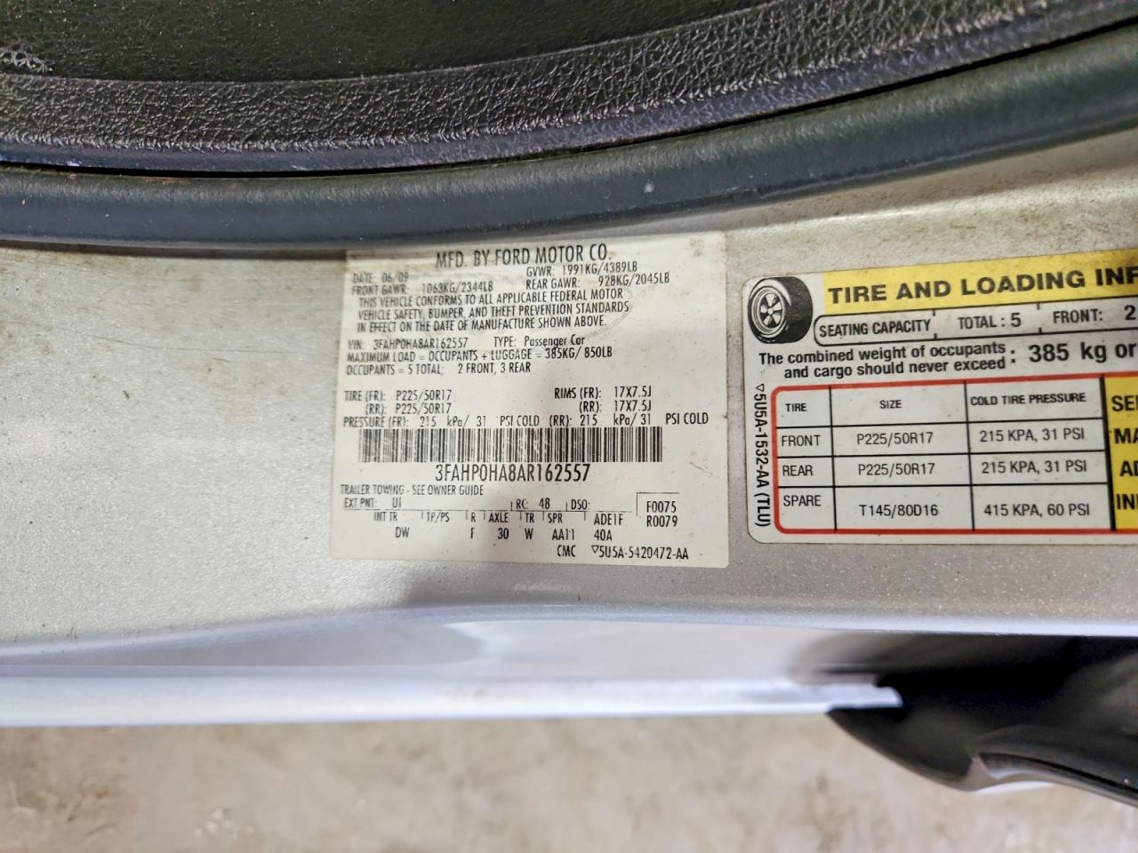 2010 Ford Fusion Se Silver vin: 3FAHP0HA8AR162557