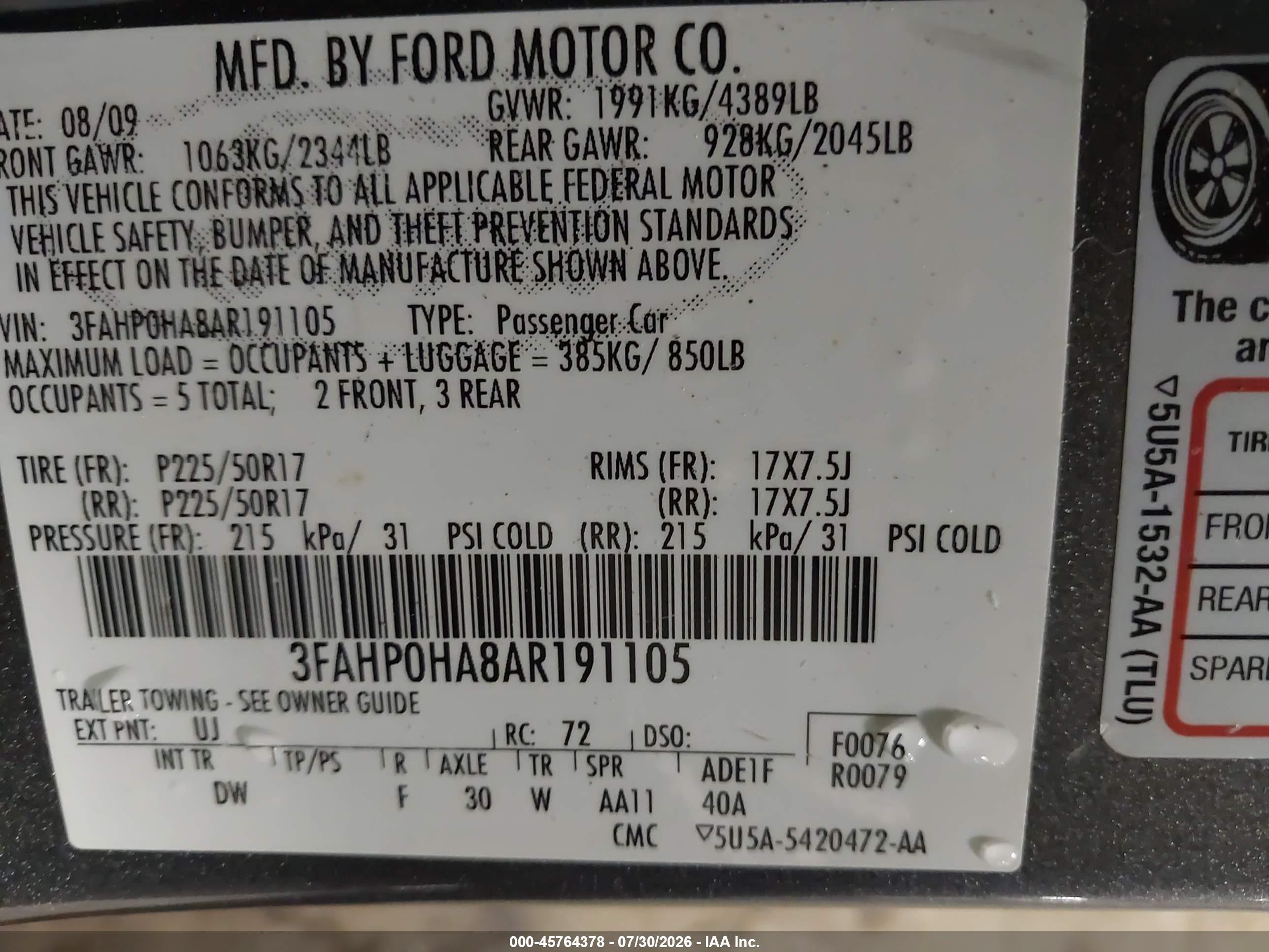 2010 Ford Fusion Se Серый vin: 3FAHP0HA8AR191105