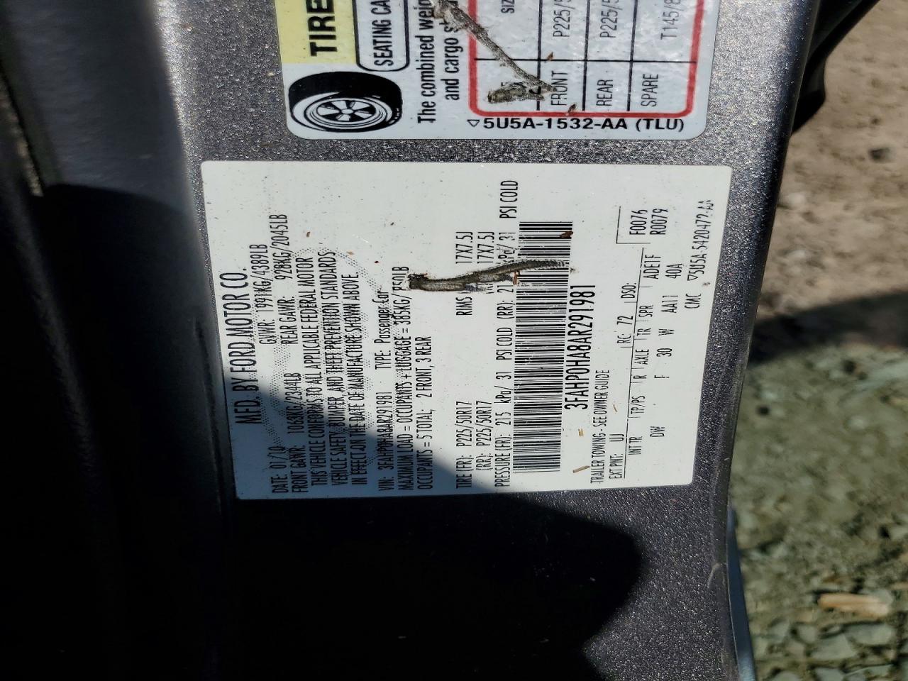 2010 Ford Fusion Se Серый vin: 3FAHP0HA8AR291981