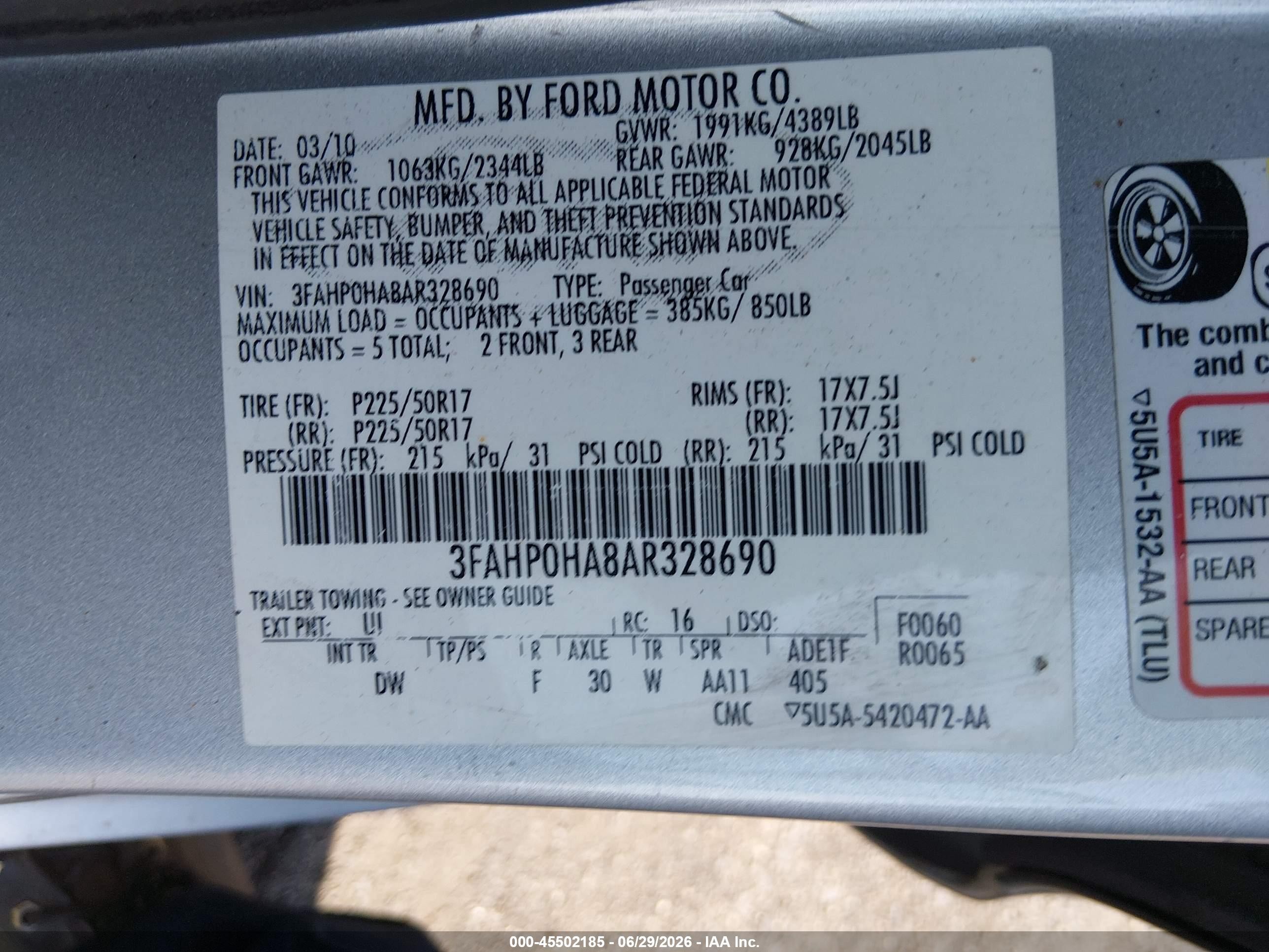 2010 Ford Fusion Se Silver vin: 3FAHP0HA8AR328690