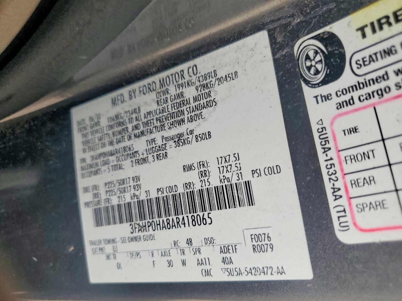 2010 Ford Fusion Se Gray vin: 3FAHP0HA8AR418065