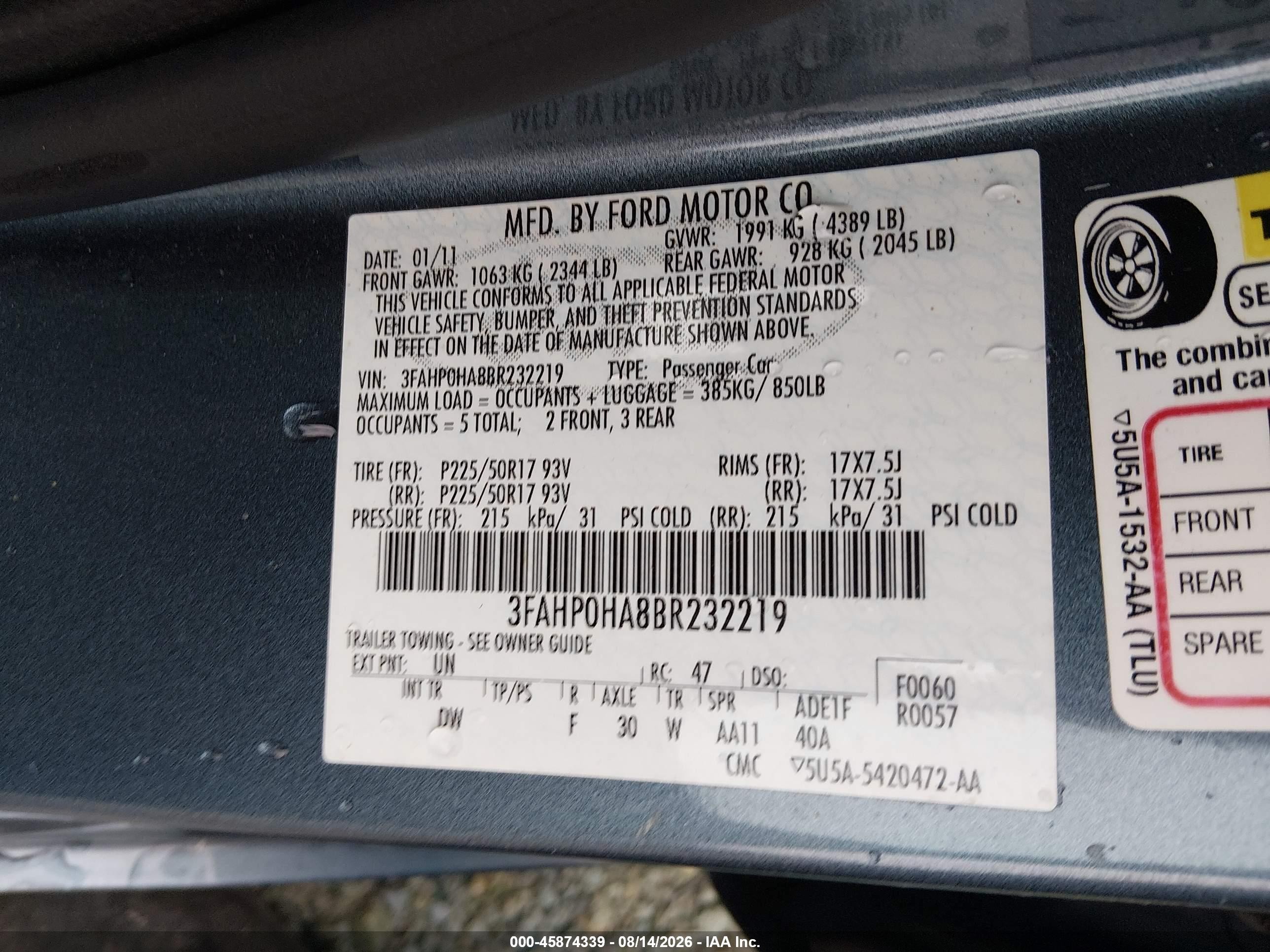 2011 Ford Fusion Se Blue vin: 3FAHP0HA8BR232219