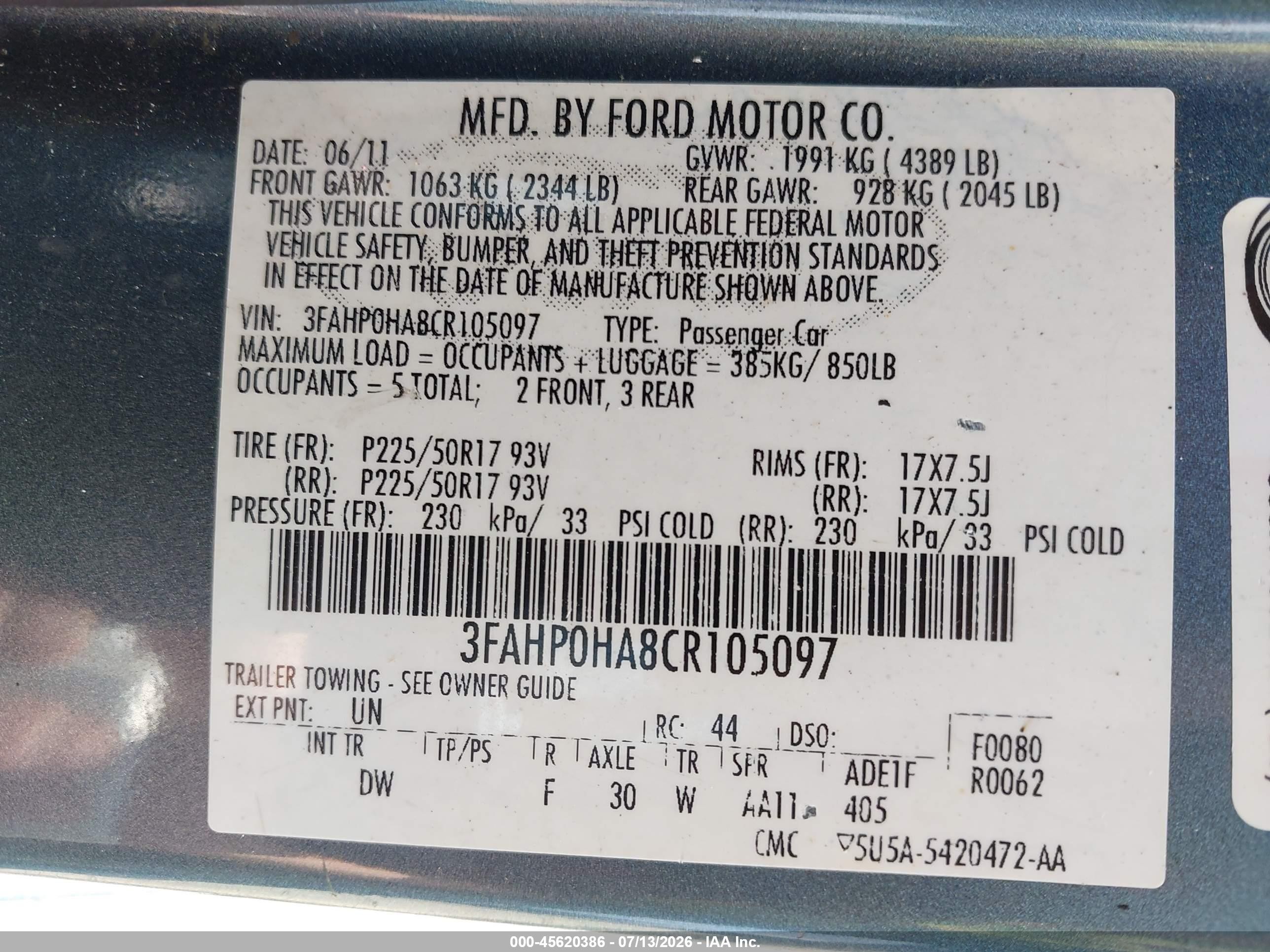 2012 Ford Fusion Se Blue vin: 3FAHP0HA8CR105097