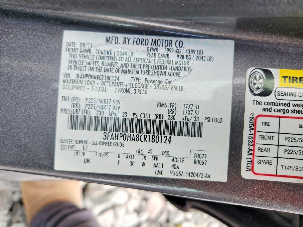 2012 Ford Fusion Se Gray vin: 3FAHP0HA8CR180124