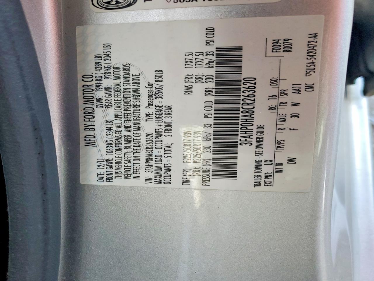 2012 Ford Fusion Silver vin: 3FAHP0HA8CR263620