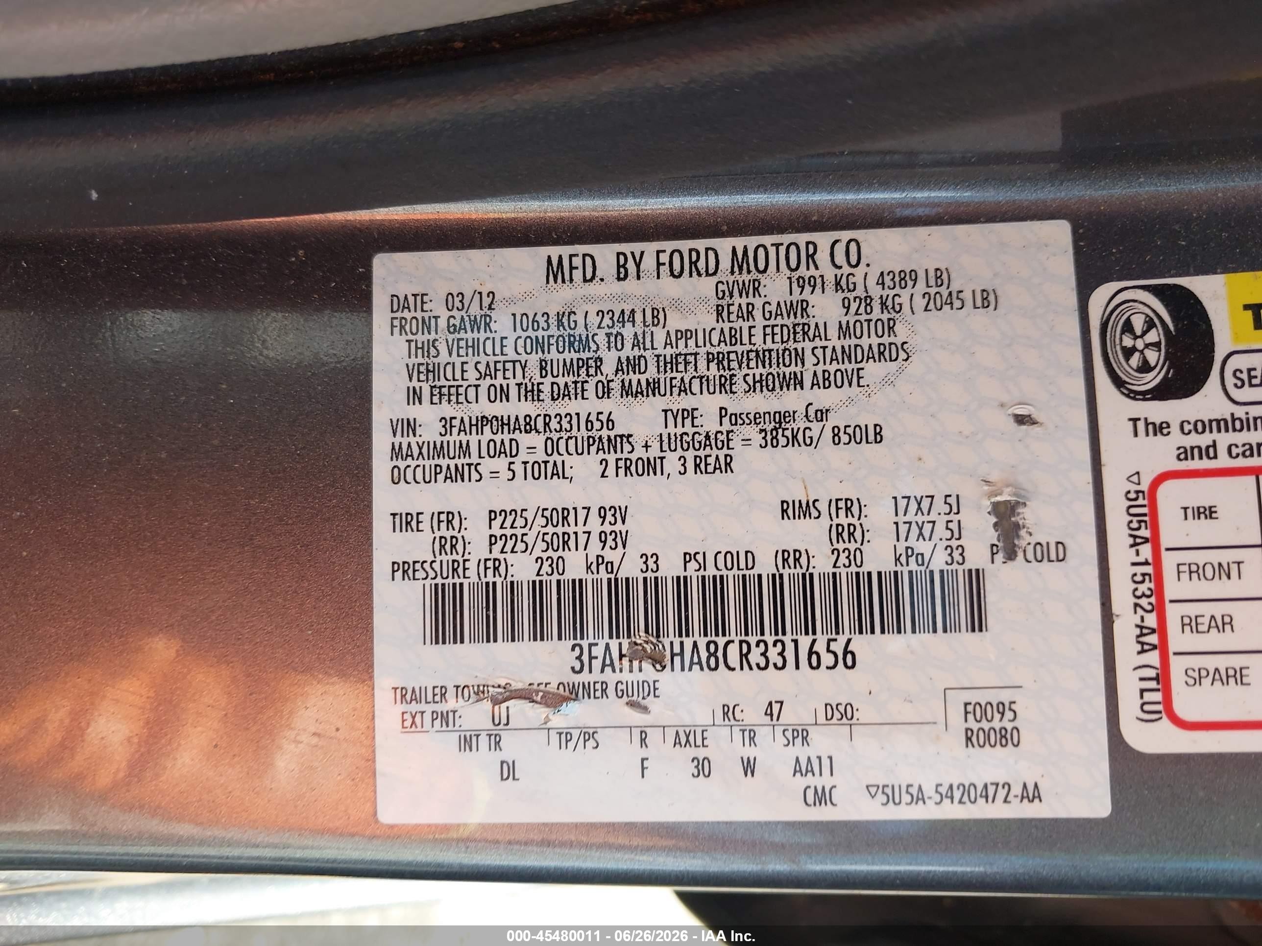 2012 Ford Fusion Se Gray vin: 3FAHP0HA8CR331656