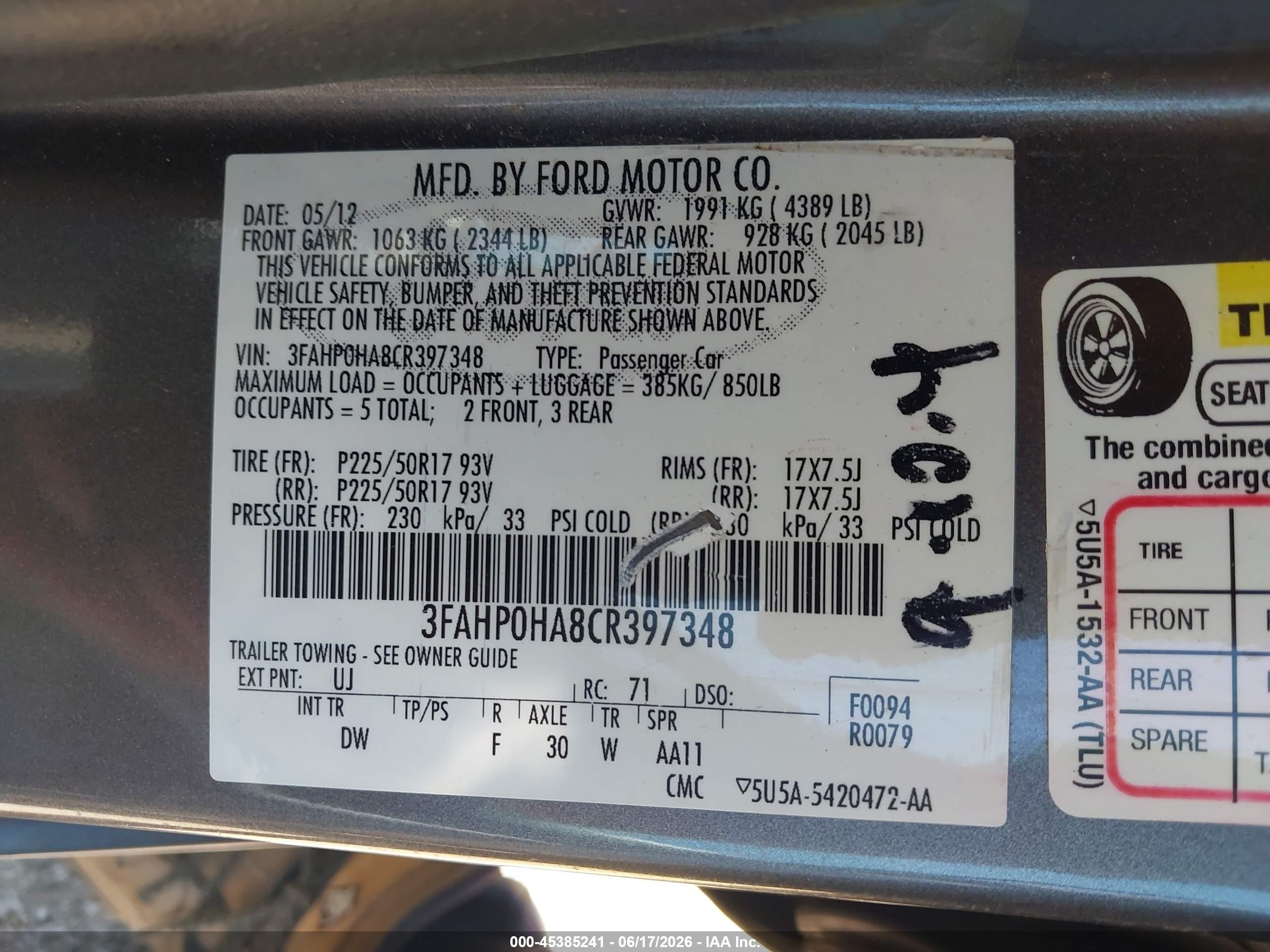 2012 Ford Fusion Se Серый vin: 3FAHP0HA8CR397348