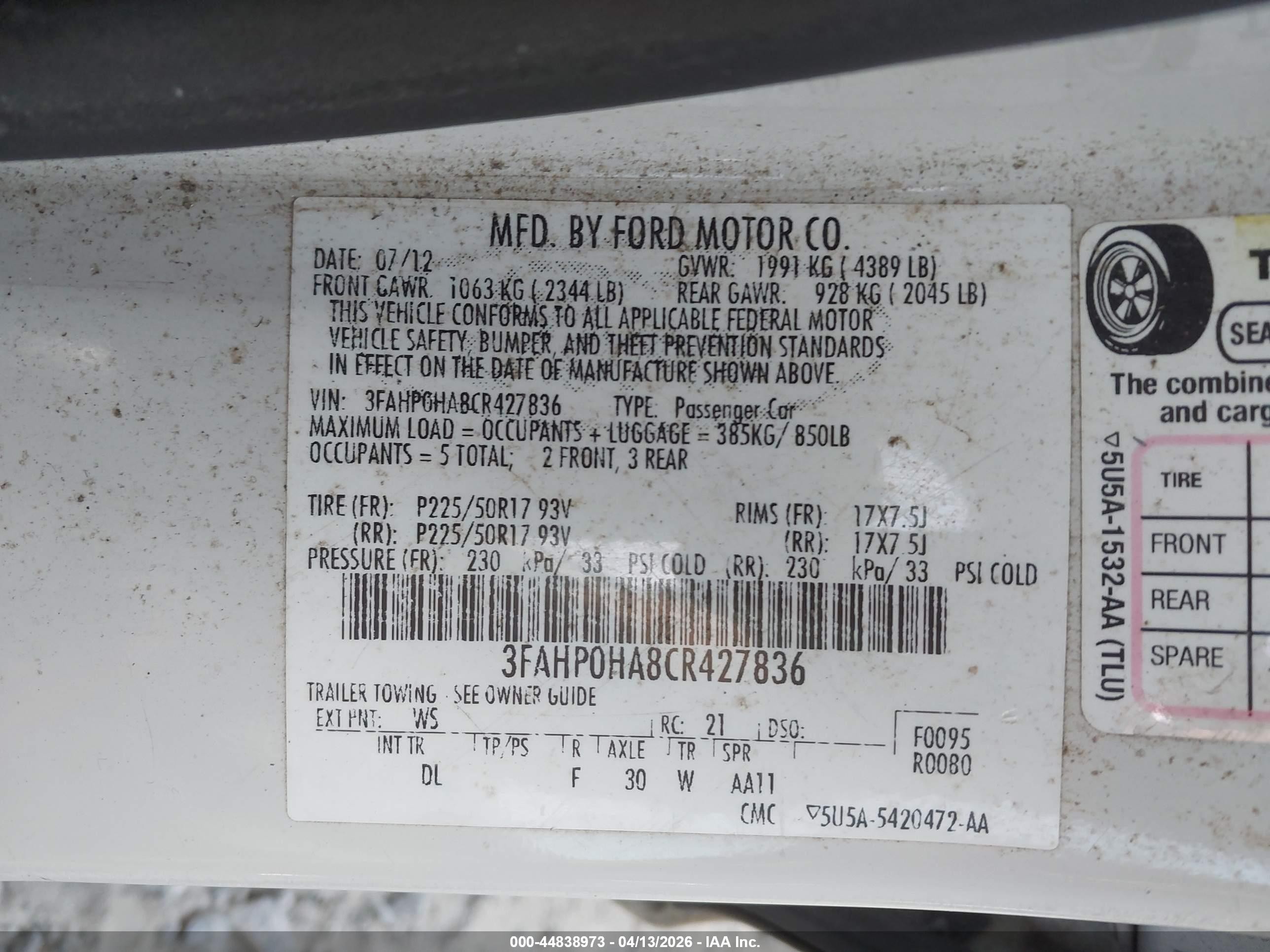 2012 Ford Fusion Se White vin: 3FAHP0HA8CR427836